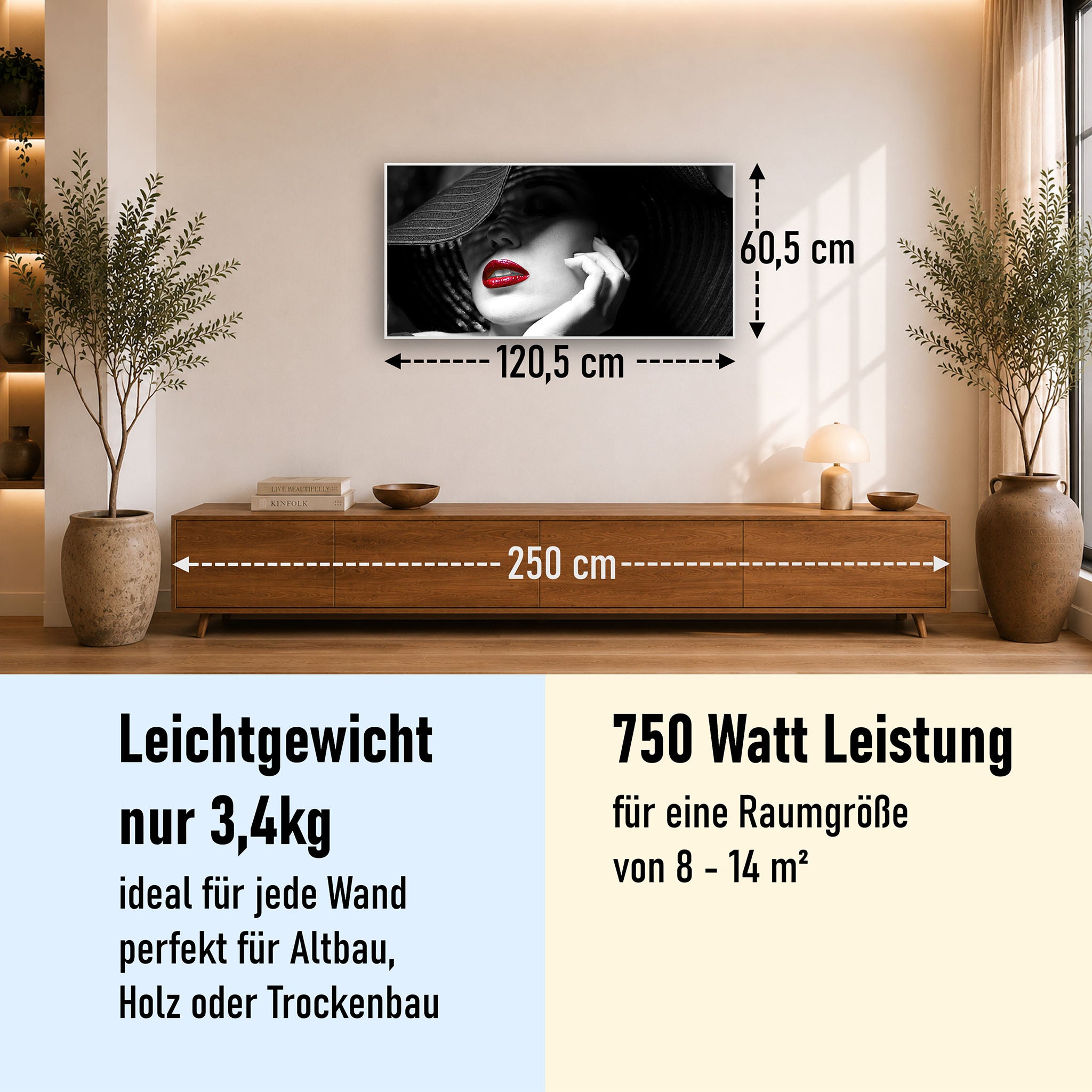 Bild Infrarotheizung 350-1200W Motiv 005 geheimnisvolle Frau