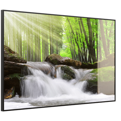STEINFELD Deko Glas Wandbild Motiv 065 Wasserfall Wald