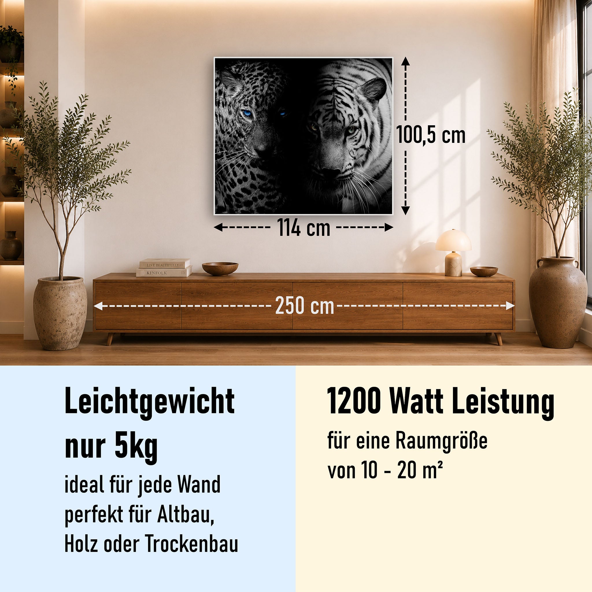 Bild Infrarotheizung 350-1200W Motiv 006 Leopard und Tiger