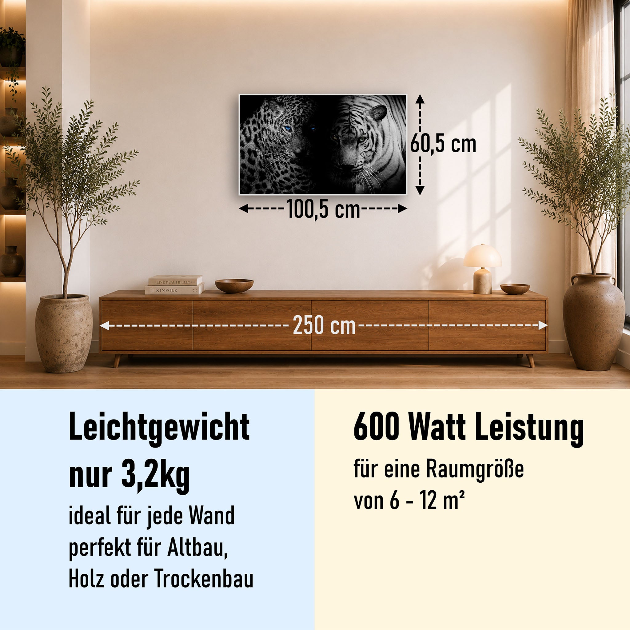 Bild Infrarotheizung 350-1200W Motiv 006 Leopard und Tiger