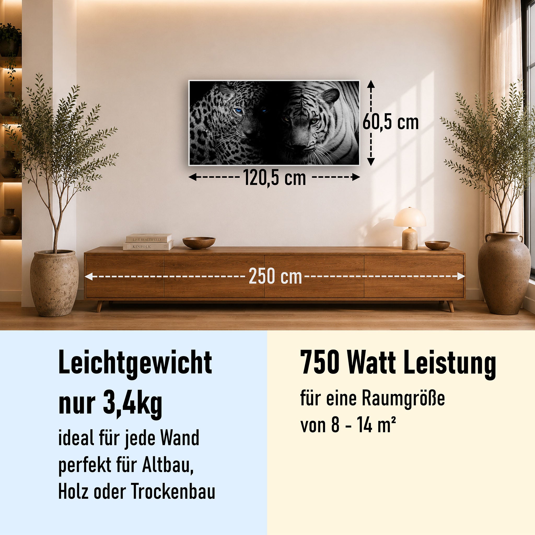 Bild Infrarotheizung 350-1200W Motiv 006 Leopard und Tiger