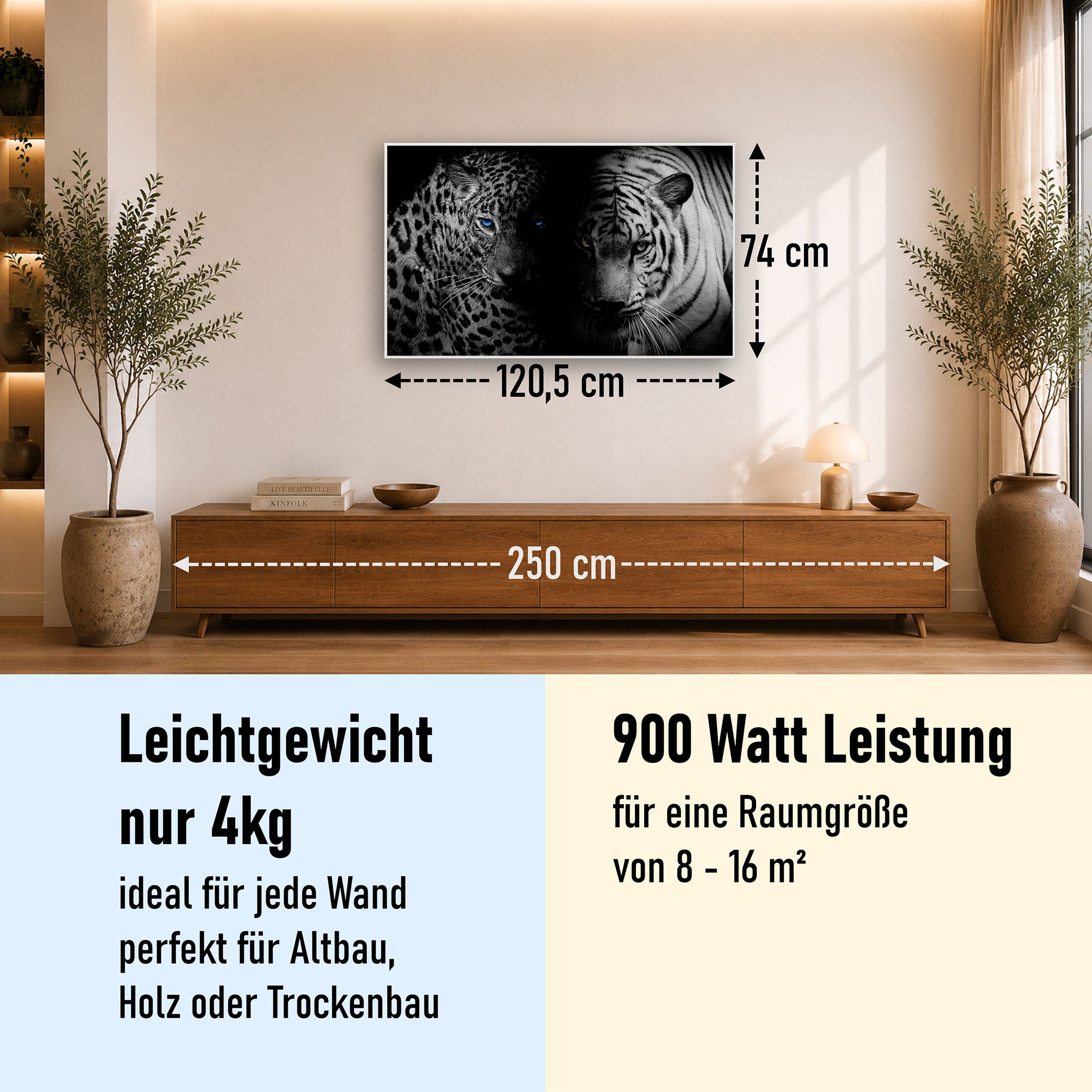 Bild Infrarotheizung 350-1200W Motiv 006 Leopard und Tiger