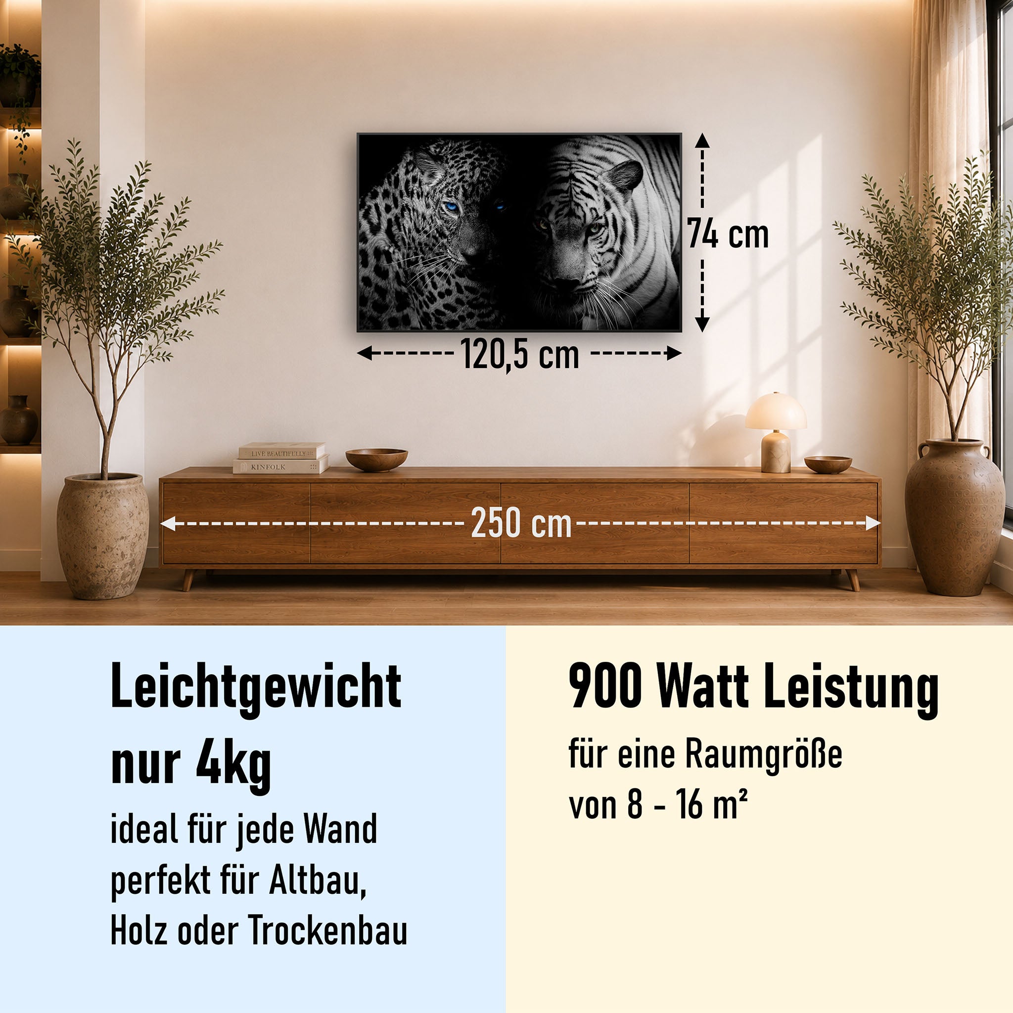 Bild Infrarotheizung 350-1200W Motiv 006 Leopard und Tiger