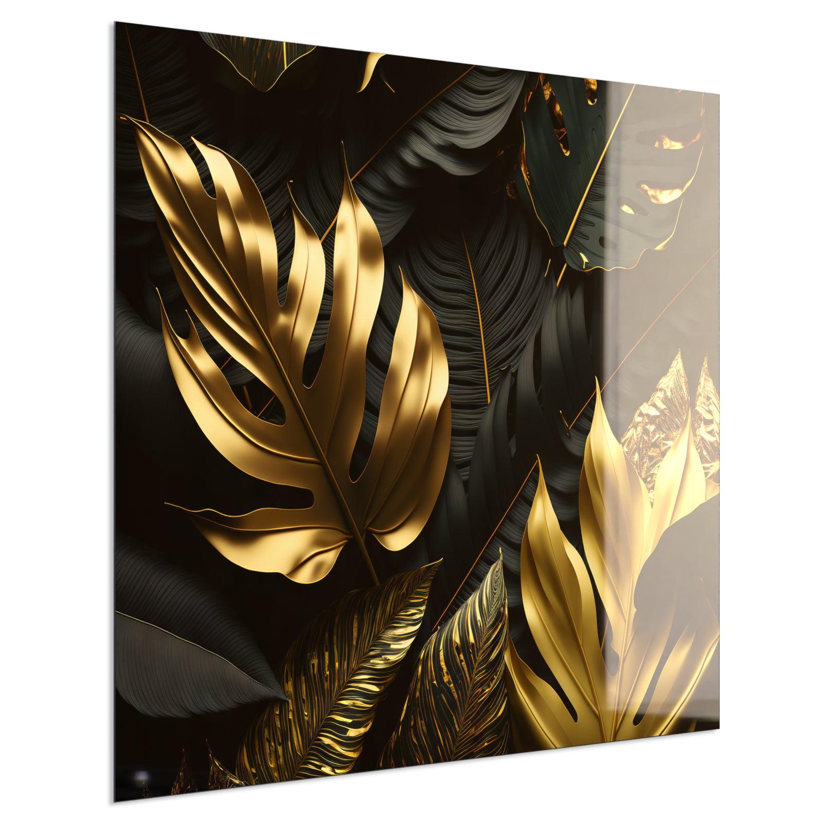 Deko Glas Wandbild Motiv 070 Goldenen Blättern