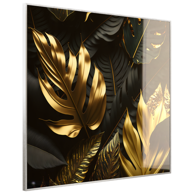 STEINFELD Deko Glas Wandbild Motiv 070 Goldenen Blättern
