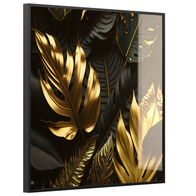 STEINFELD Deko Glas Wandbild Motiv 070 Goldenen Blättern