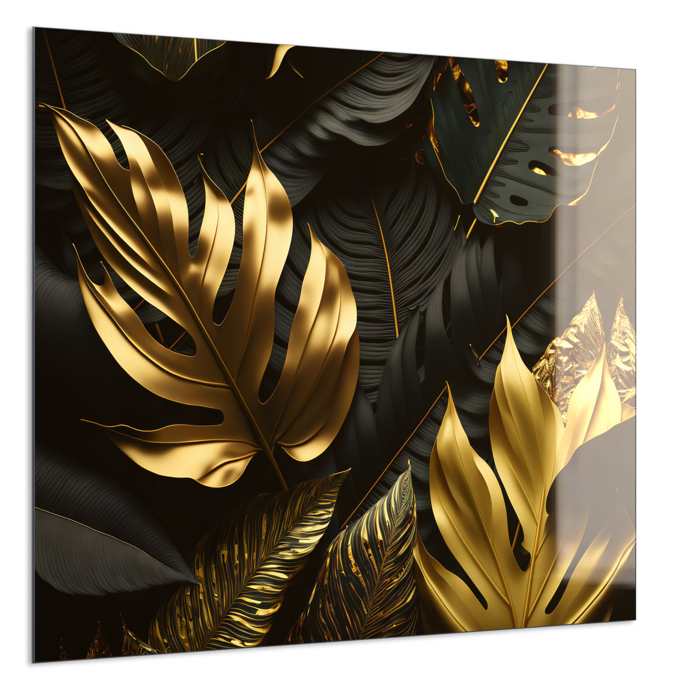 STEINFELD Deko Glas Wandbild Motiv 070 Goldenen Blättern