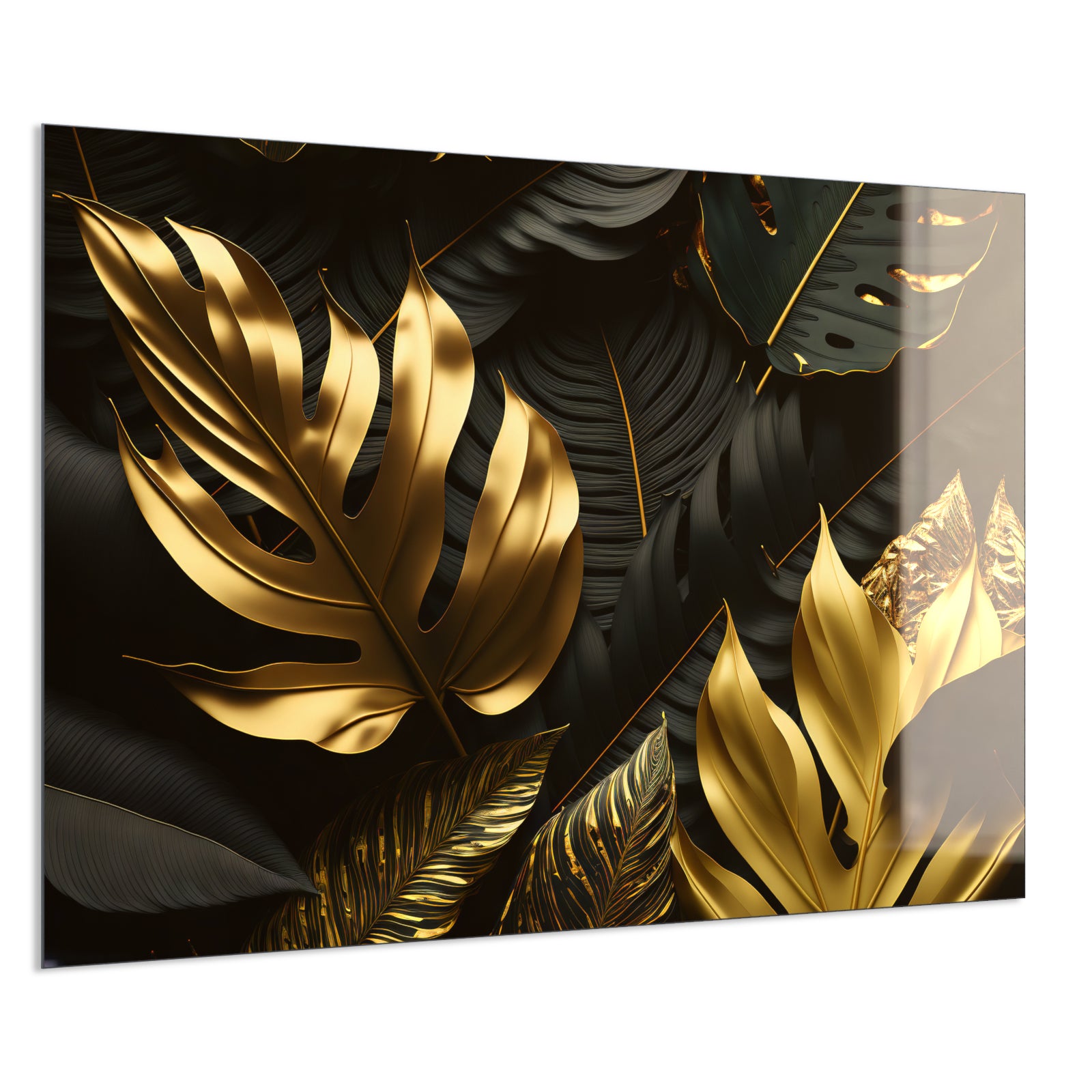 Deko Glas Wandbild Motiv 070 Goldenen Blättern