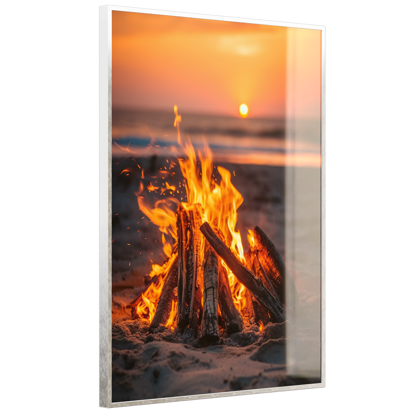 Deko Glas Wandbild Motiv 071h Feuer am Strand