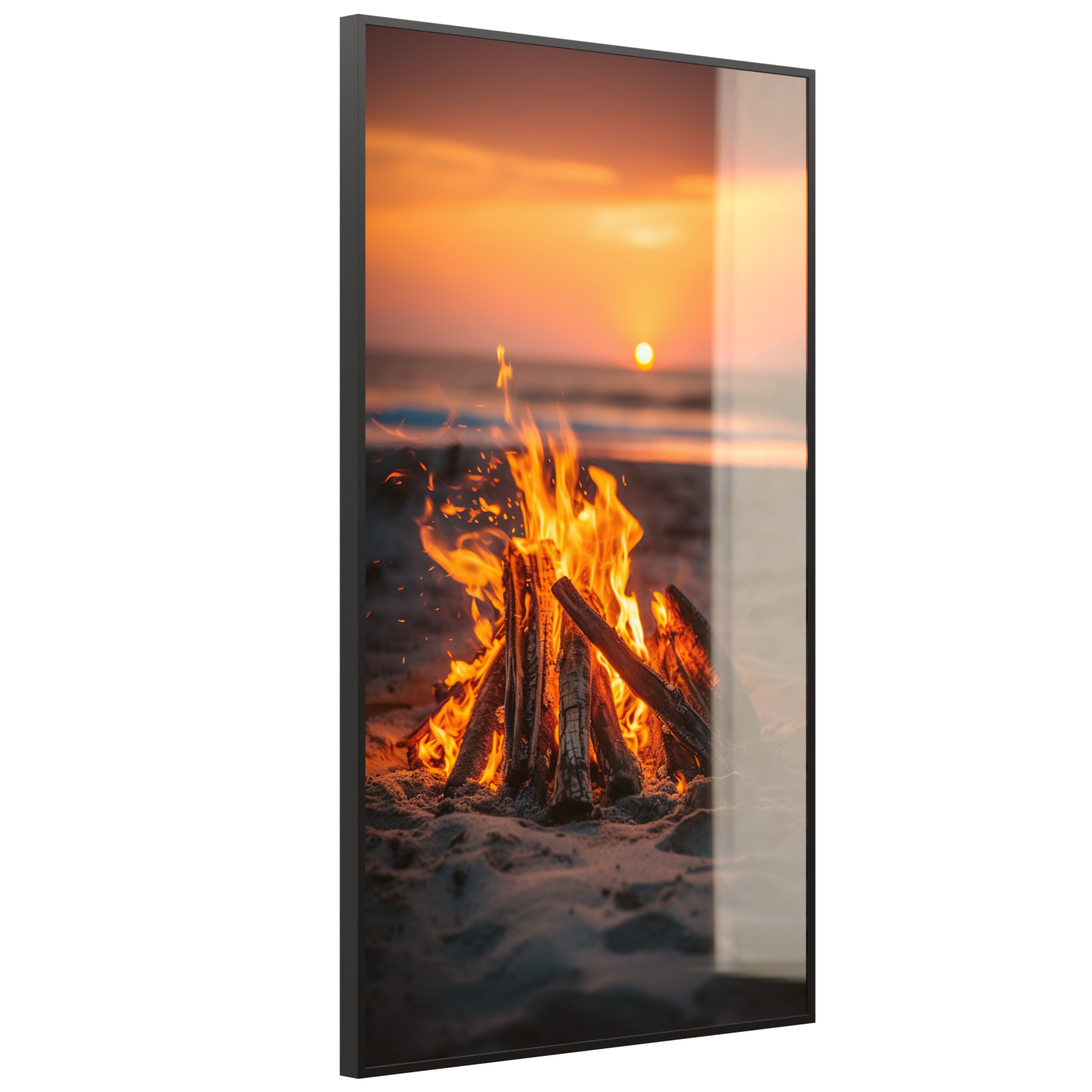 Deko Glas Wandbild Motiv 071h Feuer am Strand