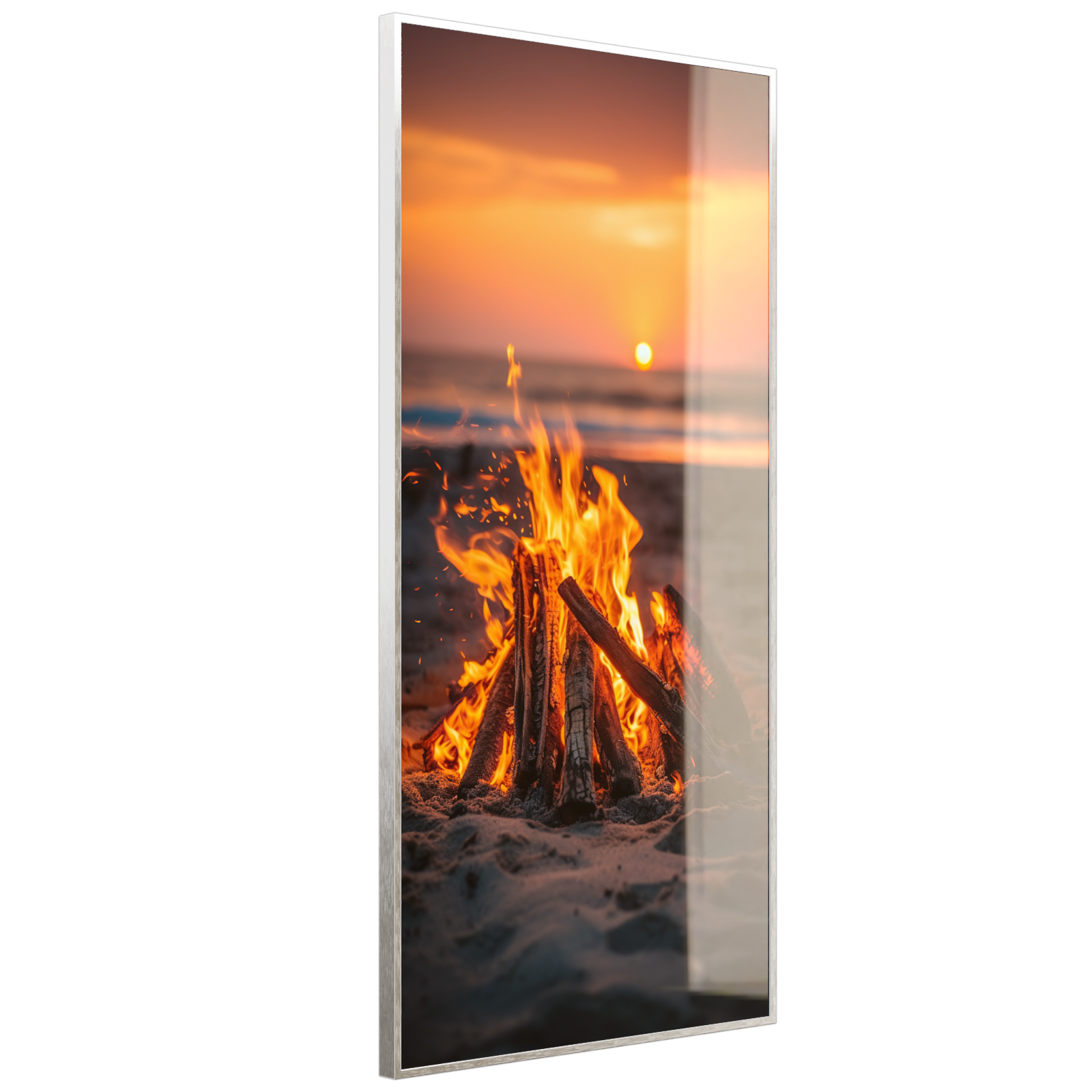 Deko Glas Wandbild Motiv 071h Feuer am Strand