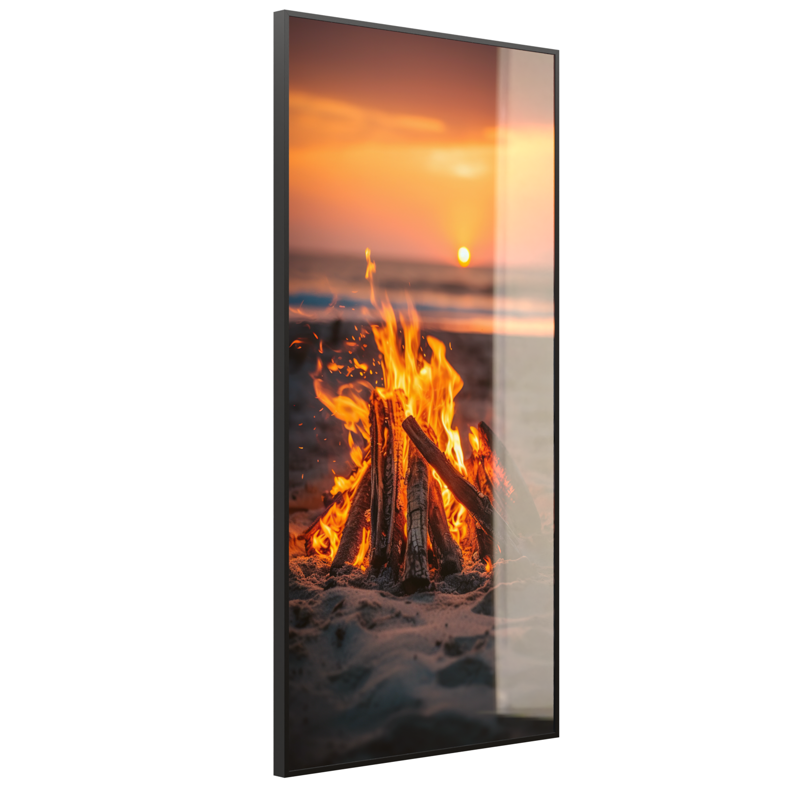 Deko Glas Wandbild Motiv 071h Feuer am Strand