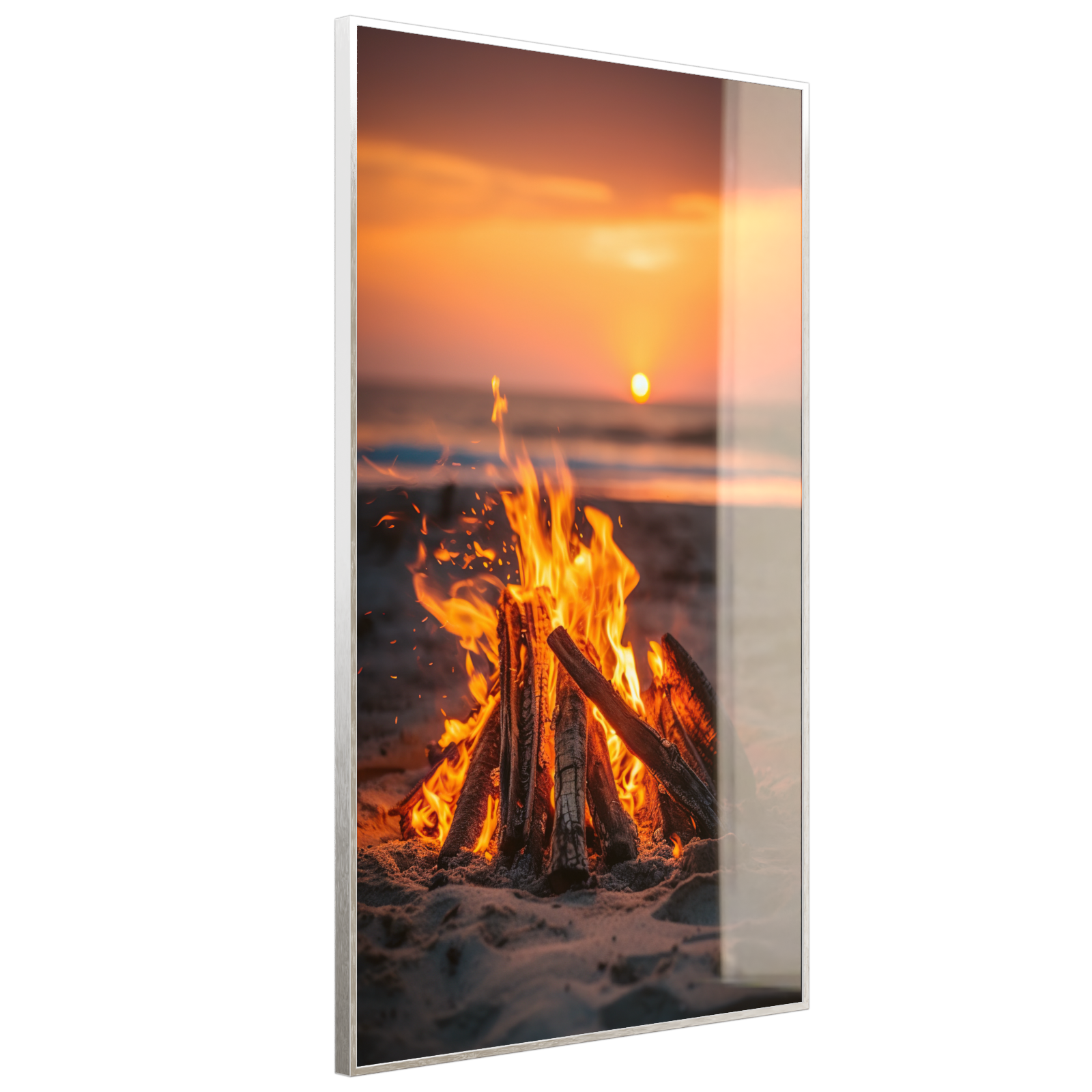 Deko Glas Wandbild Motiv 071h Feuer am Strand