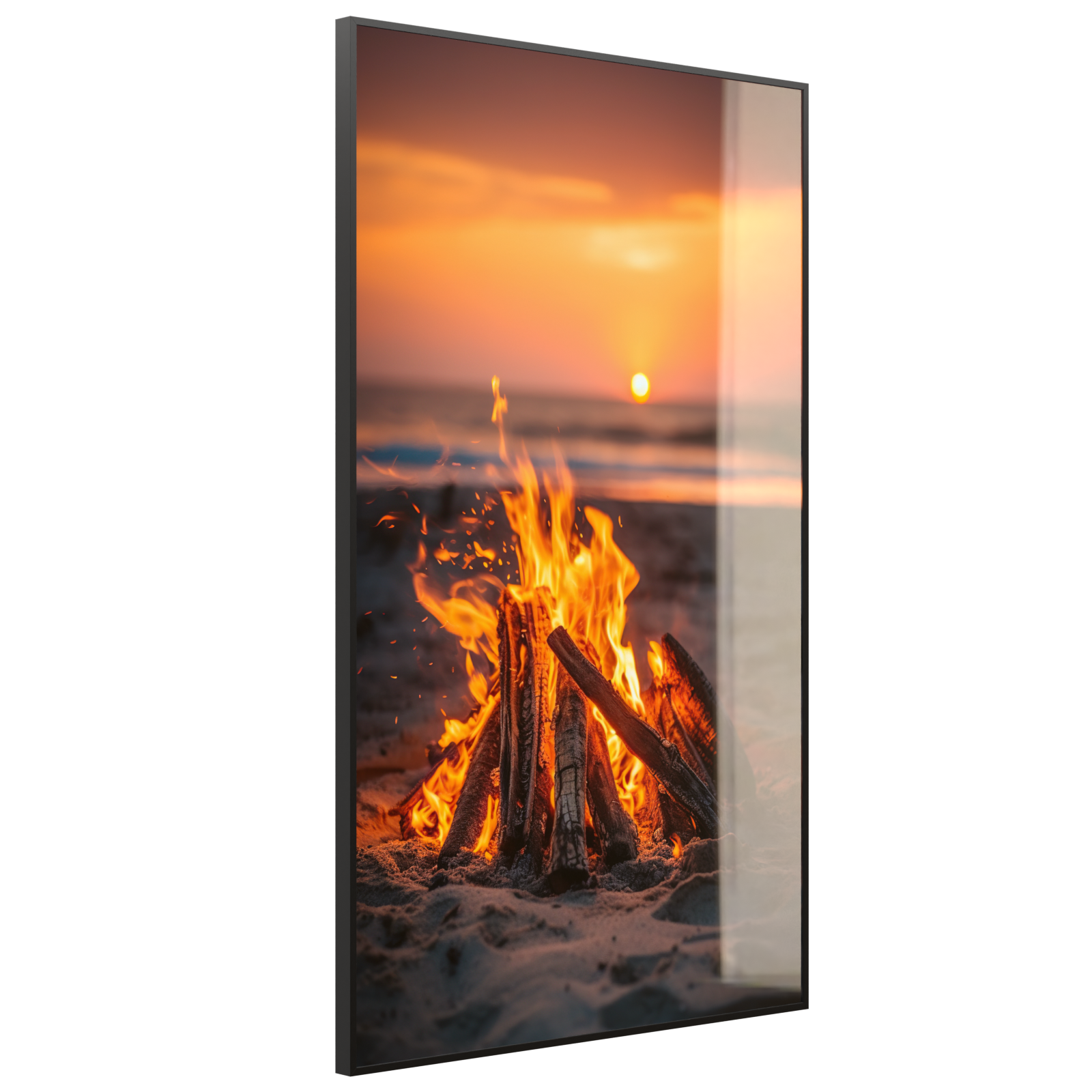 Deko Glas Wandbild Motiv 071h Feuer am Strand