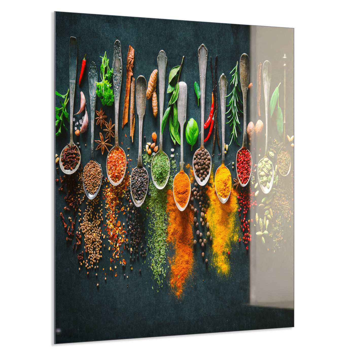 STEINFELD Deko Glas Wandbild Motiv 079 Kräuter und Gewürze