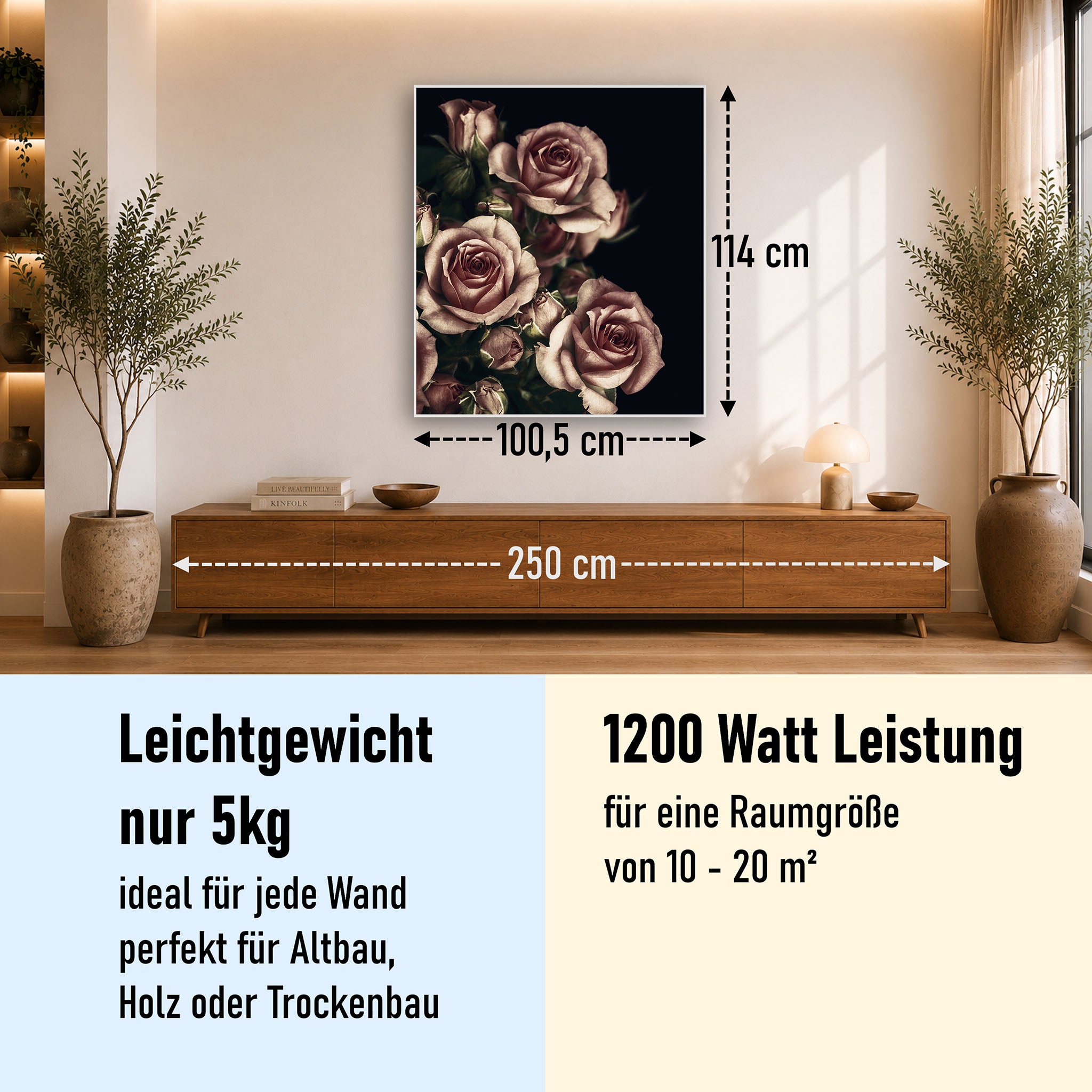 Bild Infrarotheizung 350-1200W Motiv 007H Rosen