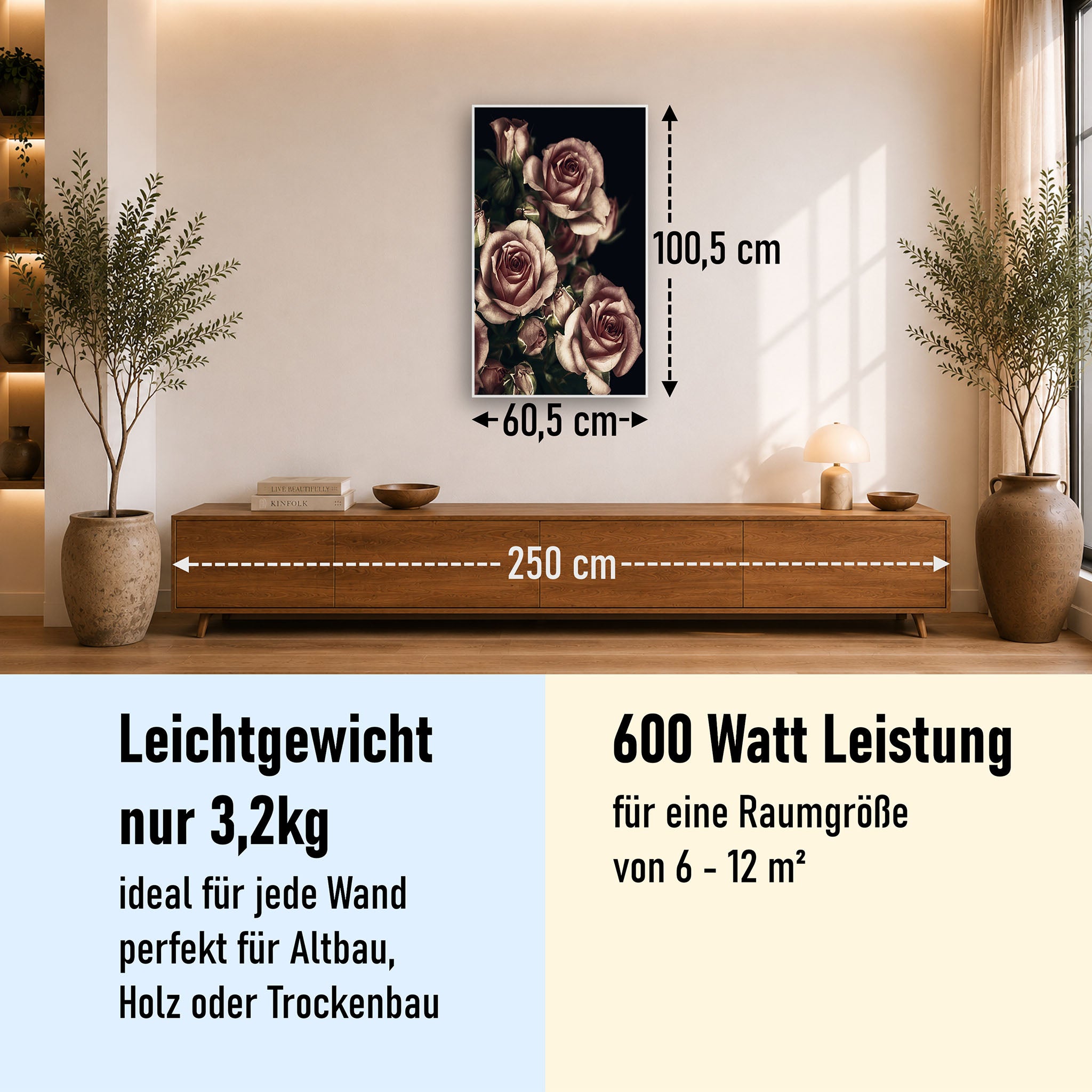 Bild Infrarotheizung 350-1200W Motiv 007H Rosen