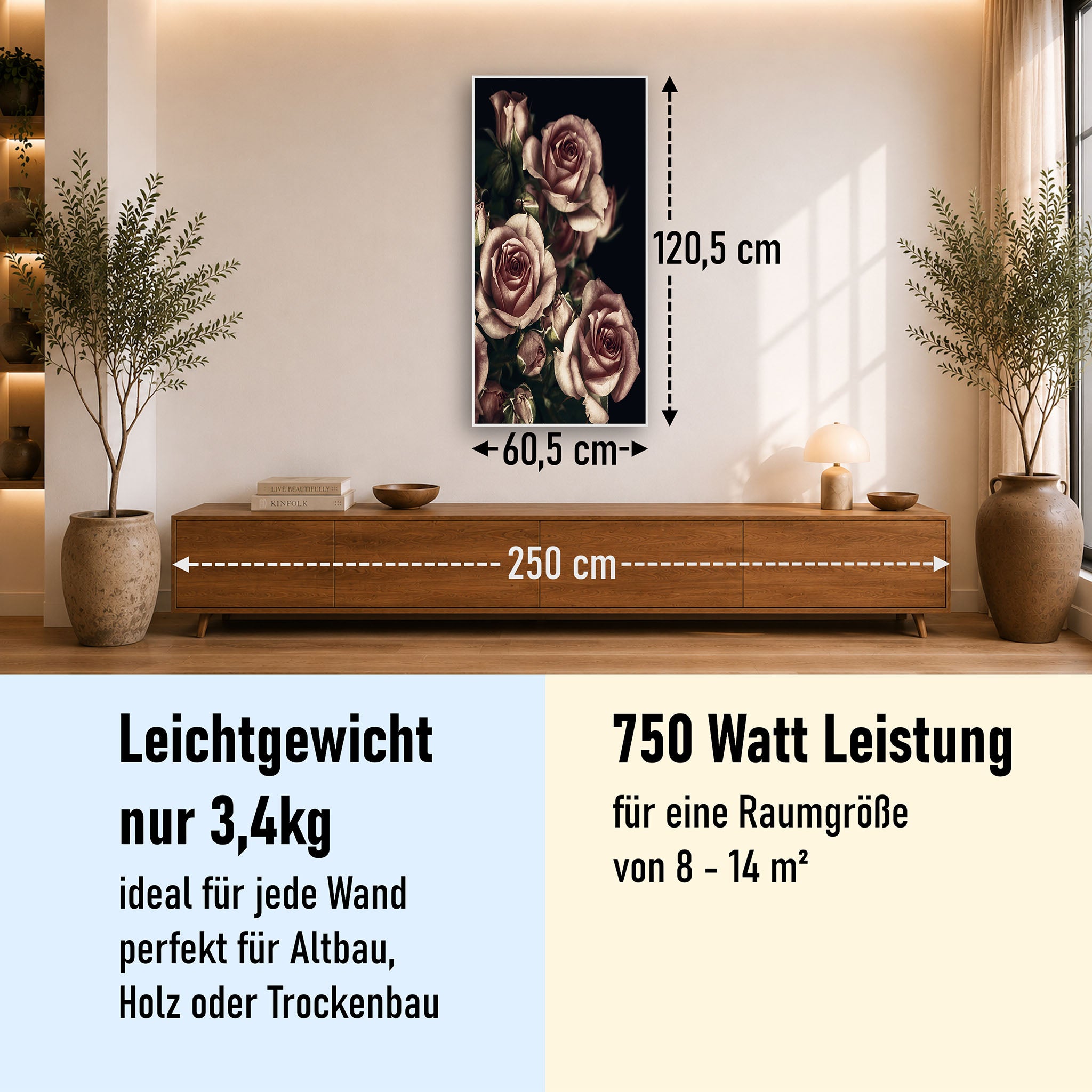 Bild Infrarotheizung 350-1200W Motiv 007H Rosen