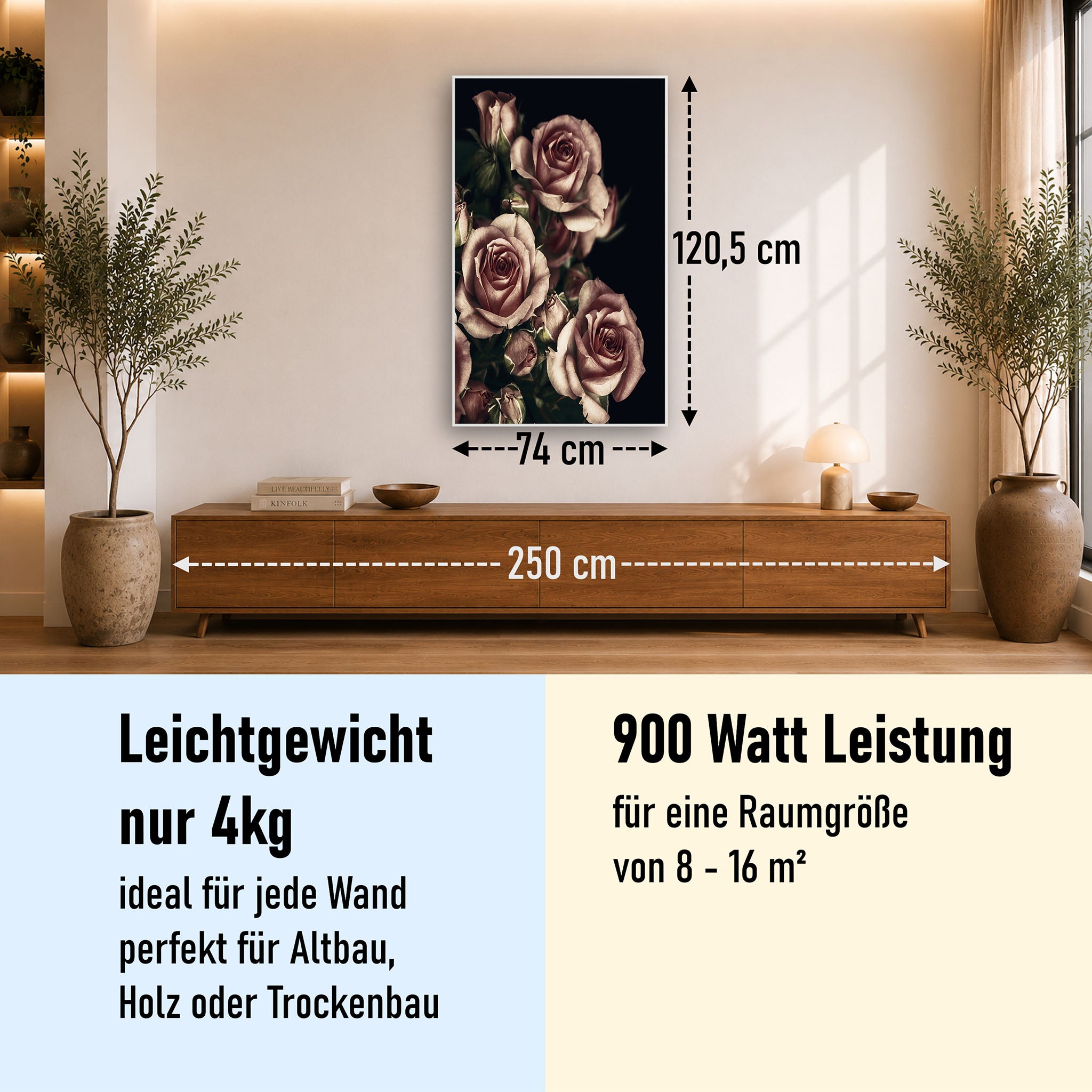 Bild Infrarotheizung 350-1200W Motiv 007H Rosen