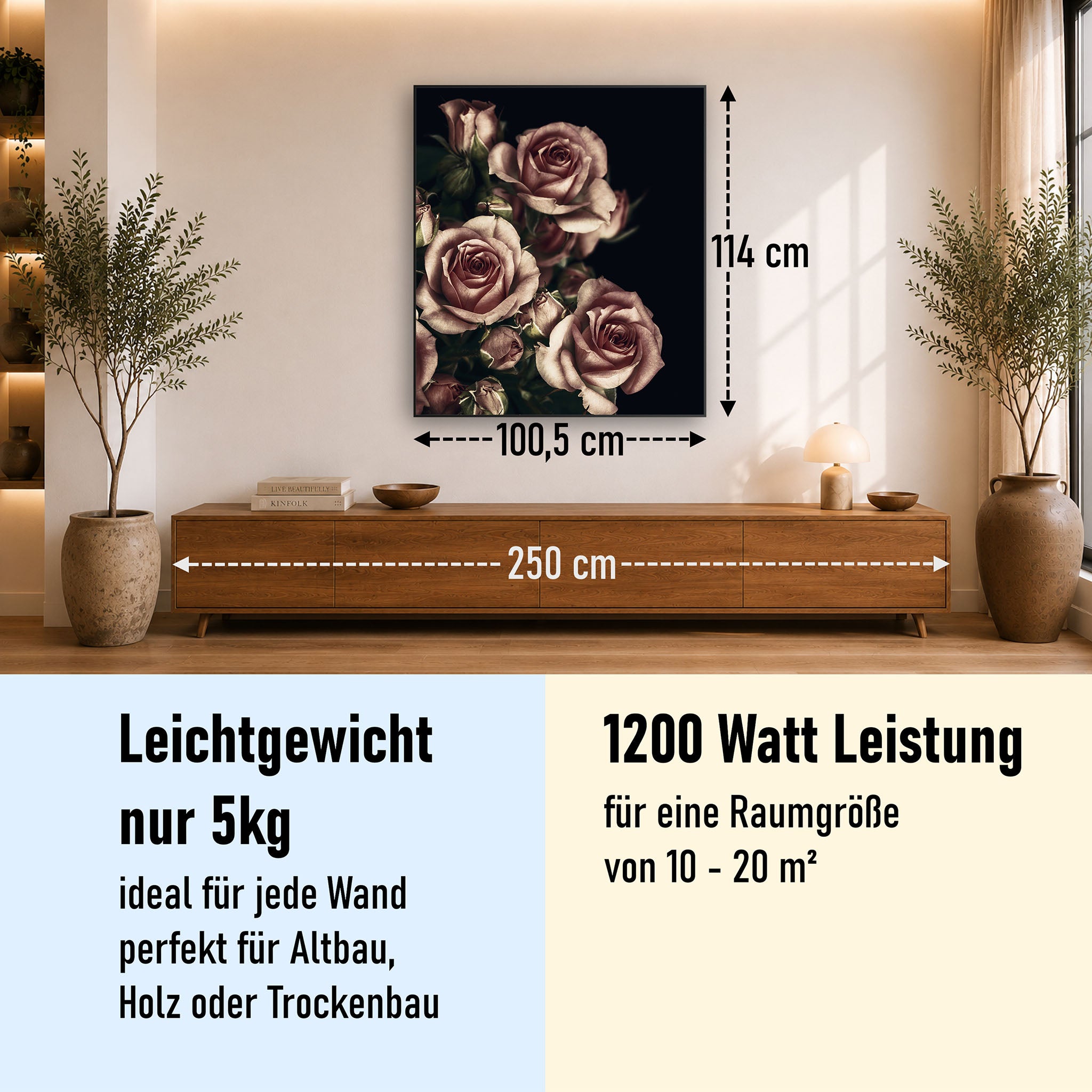 Bild Infrarotheizung 350-1200W Motiv 007H Rosen