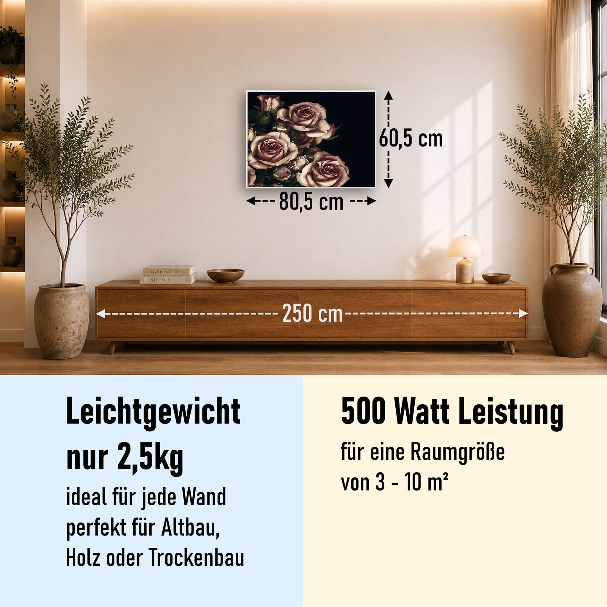 Bild Infrarotheizung 350-1200W Motiv 007 Rosen