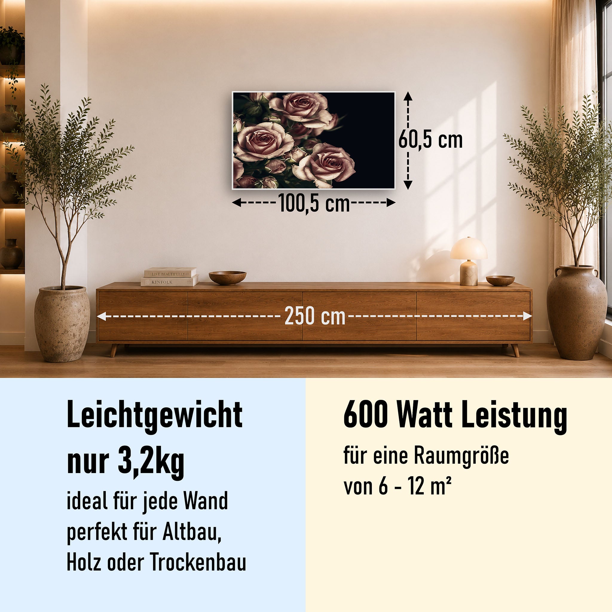 Bild Infrarotheizung 350-1200W Motiv 007 Rosen