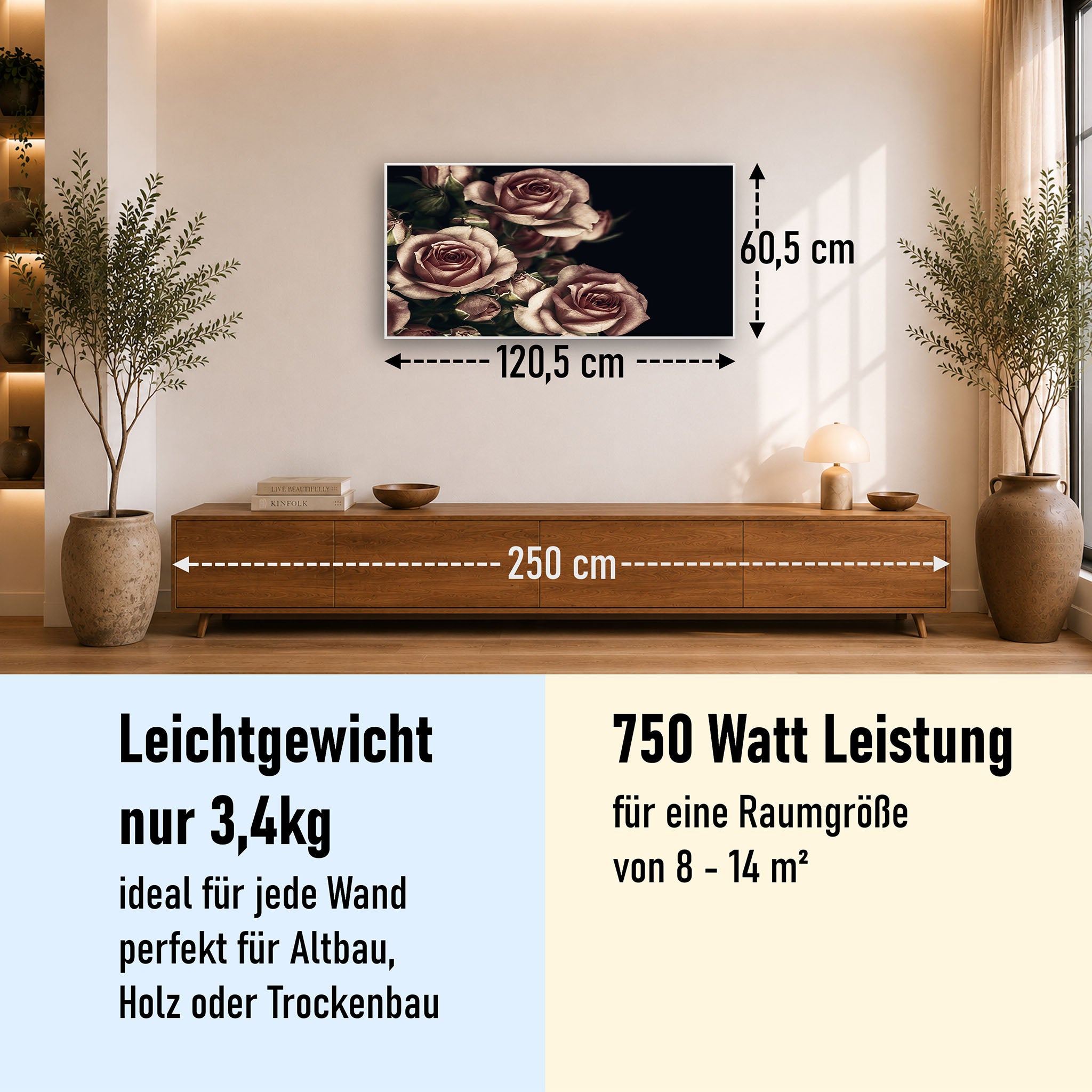 Bild Infrarotheizung 350-1200W Motiv 007 Rosen