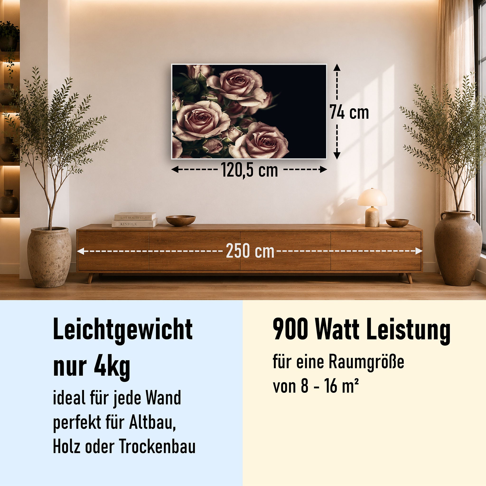 Bild Infrarotheizung 350-1200W Motiv 007 Rosen
