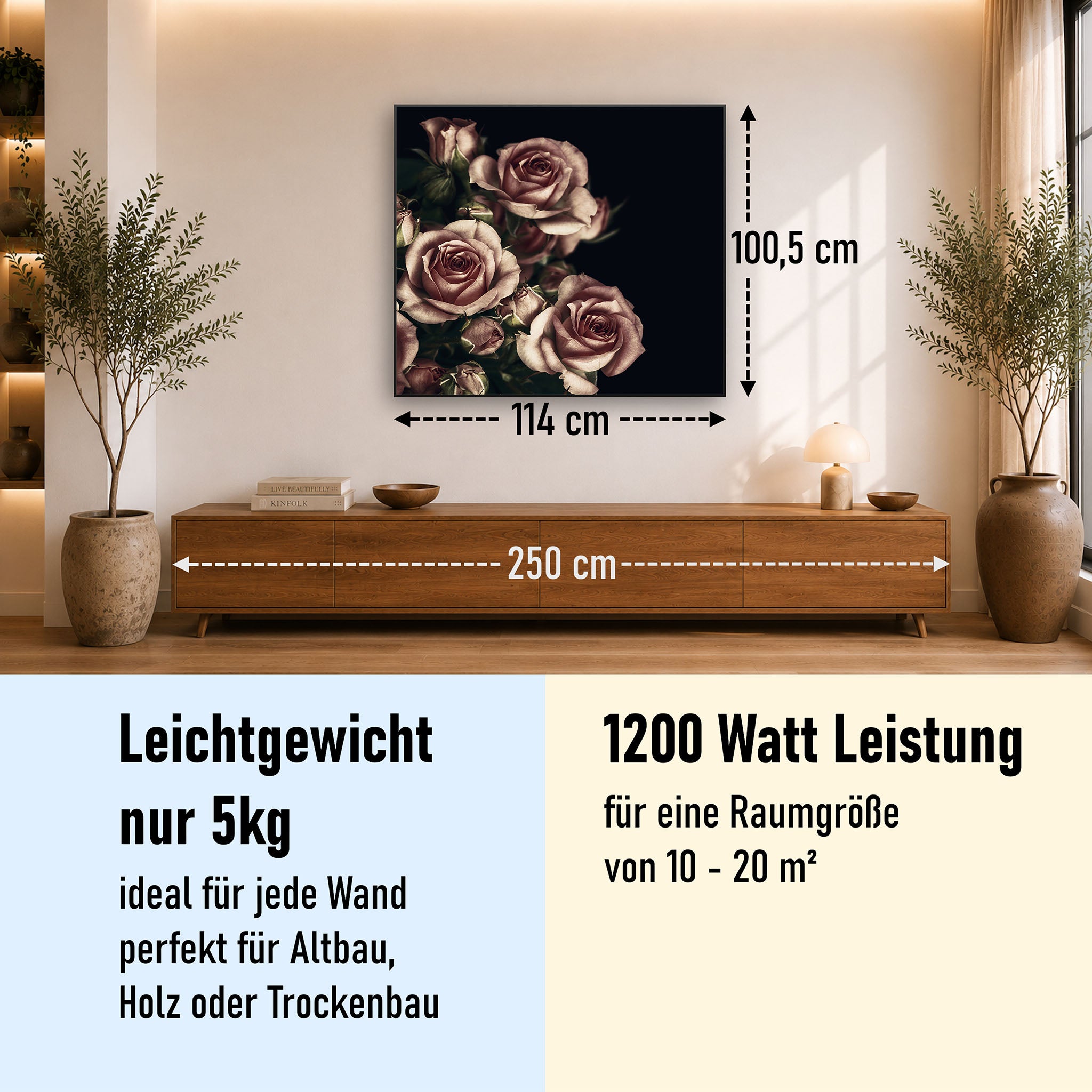 Bild Infrarotheizung 350-1200W Motiv 007 Rosen
