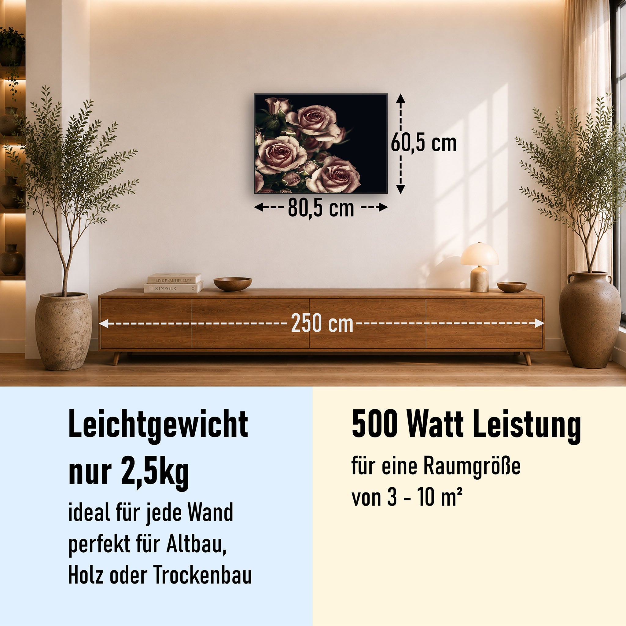 Bild Infrarotheizung 350-1200W Motiv 007 Rosen
