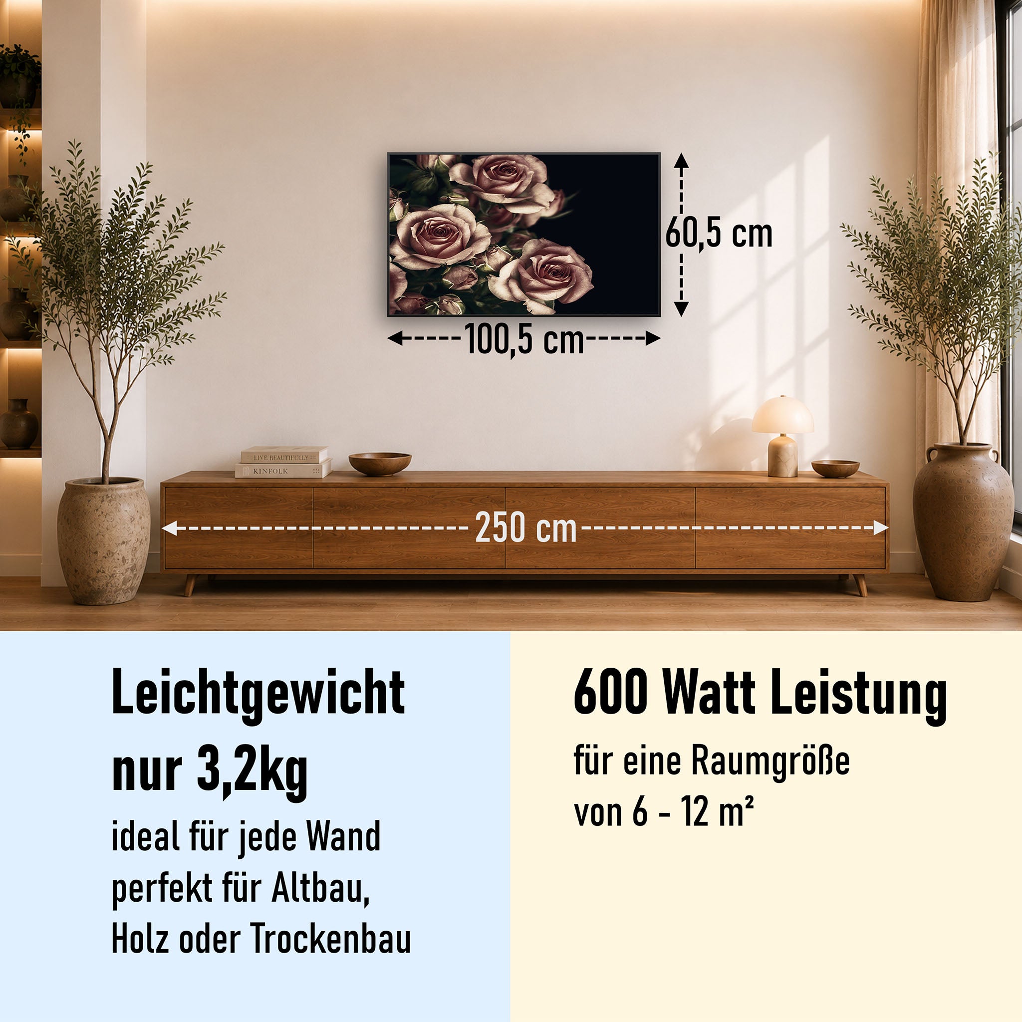 Bild Infrarotheizung 350-1200W Motiv 007 Rosen