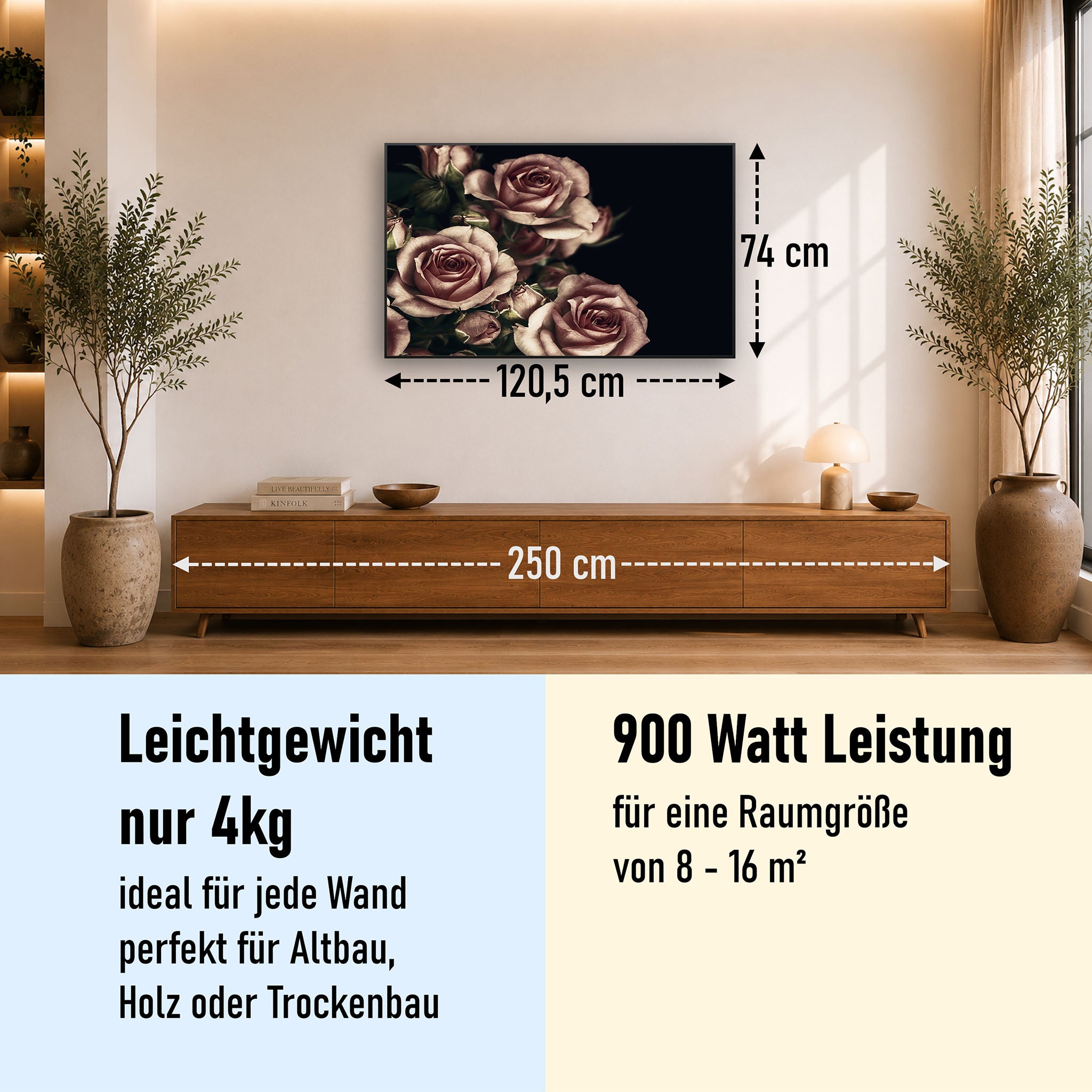 Bild Infrarotheizung 350-1200W Motiv 007 Rosen