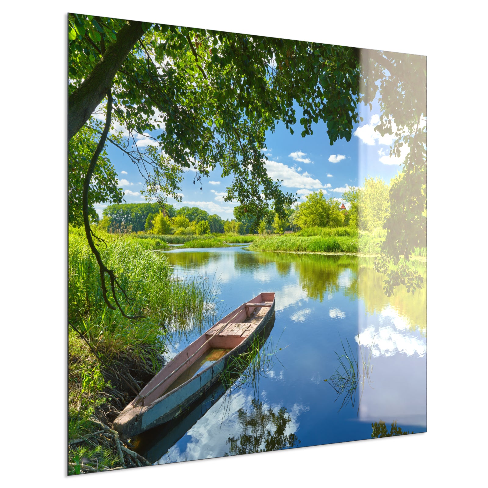 Deko Glas Wandbild Motiv 080 Boot am See