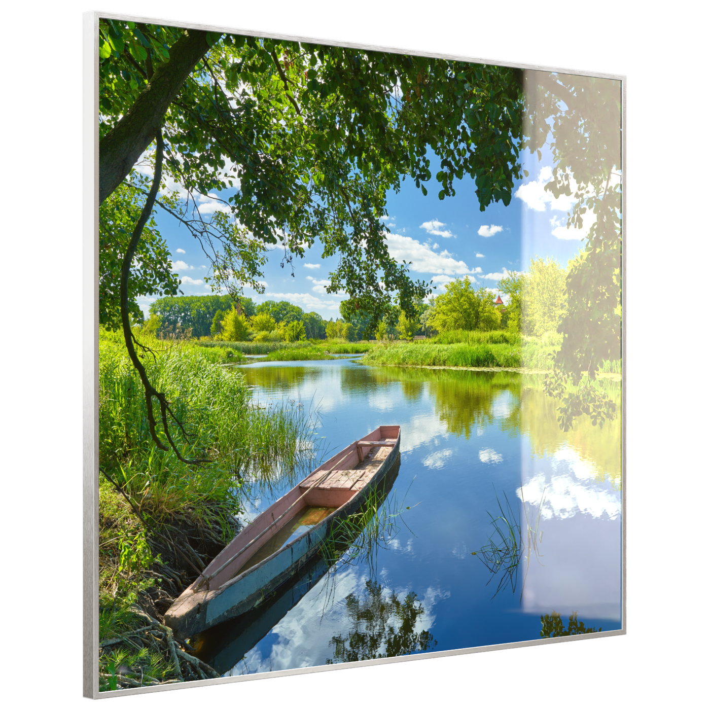 STEINFELD Deko Glas Wandbild Motiv 080 Boot am See