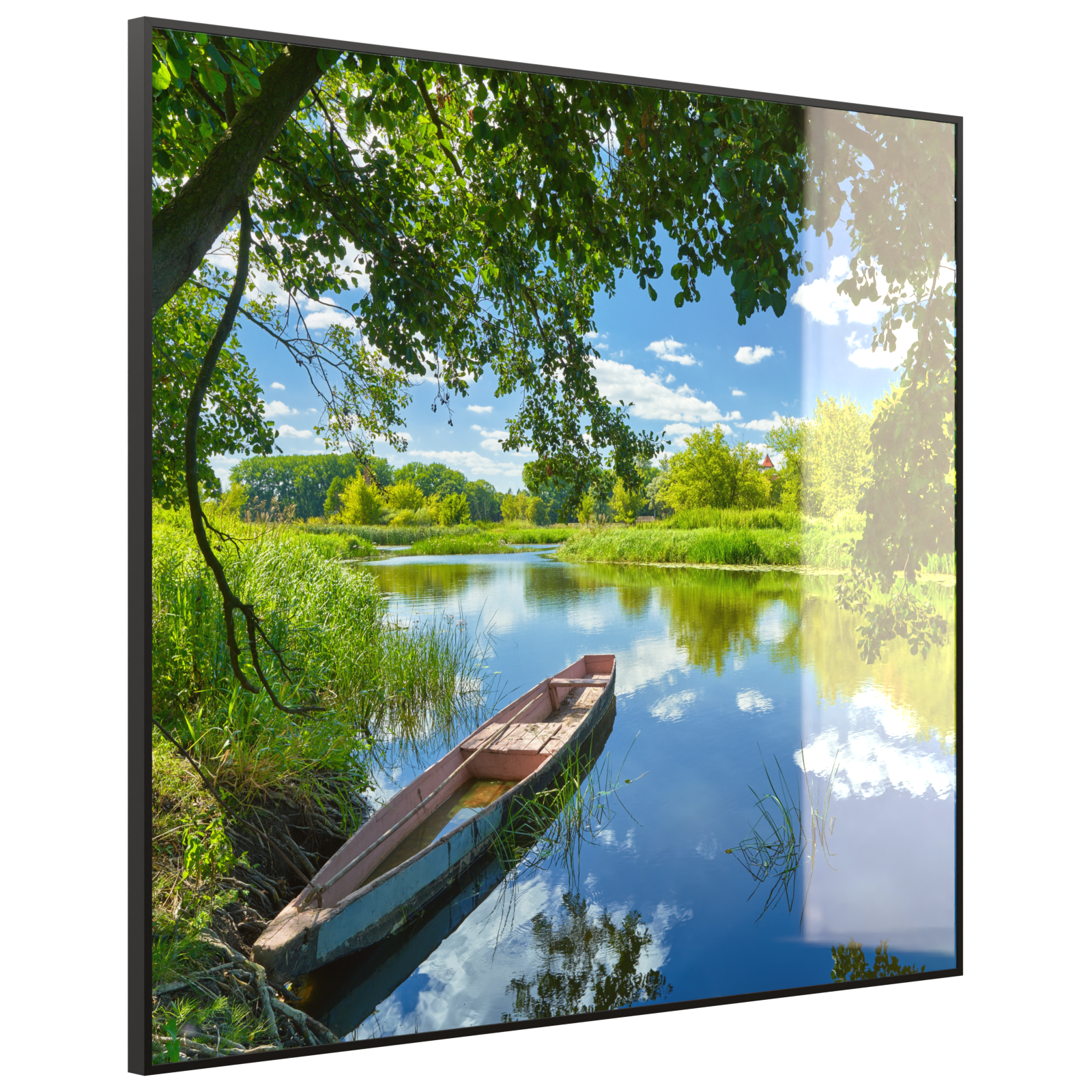 Deko Glas Wandbild Motiv 080 Boot am See