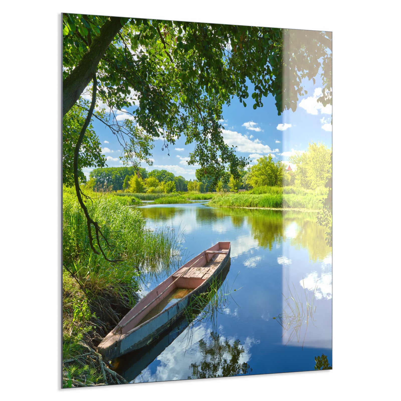 Deko Glas Wandbild Motiv 080 Boot am See