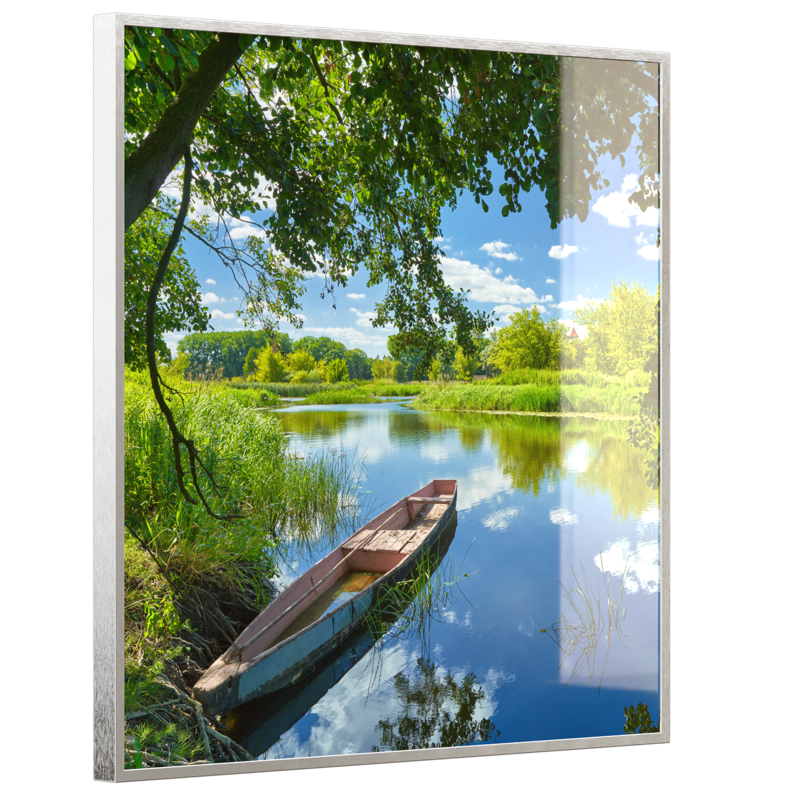 Deko Glas Wandbild Motiv 080 Boot am See