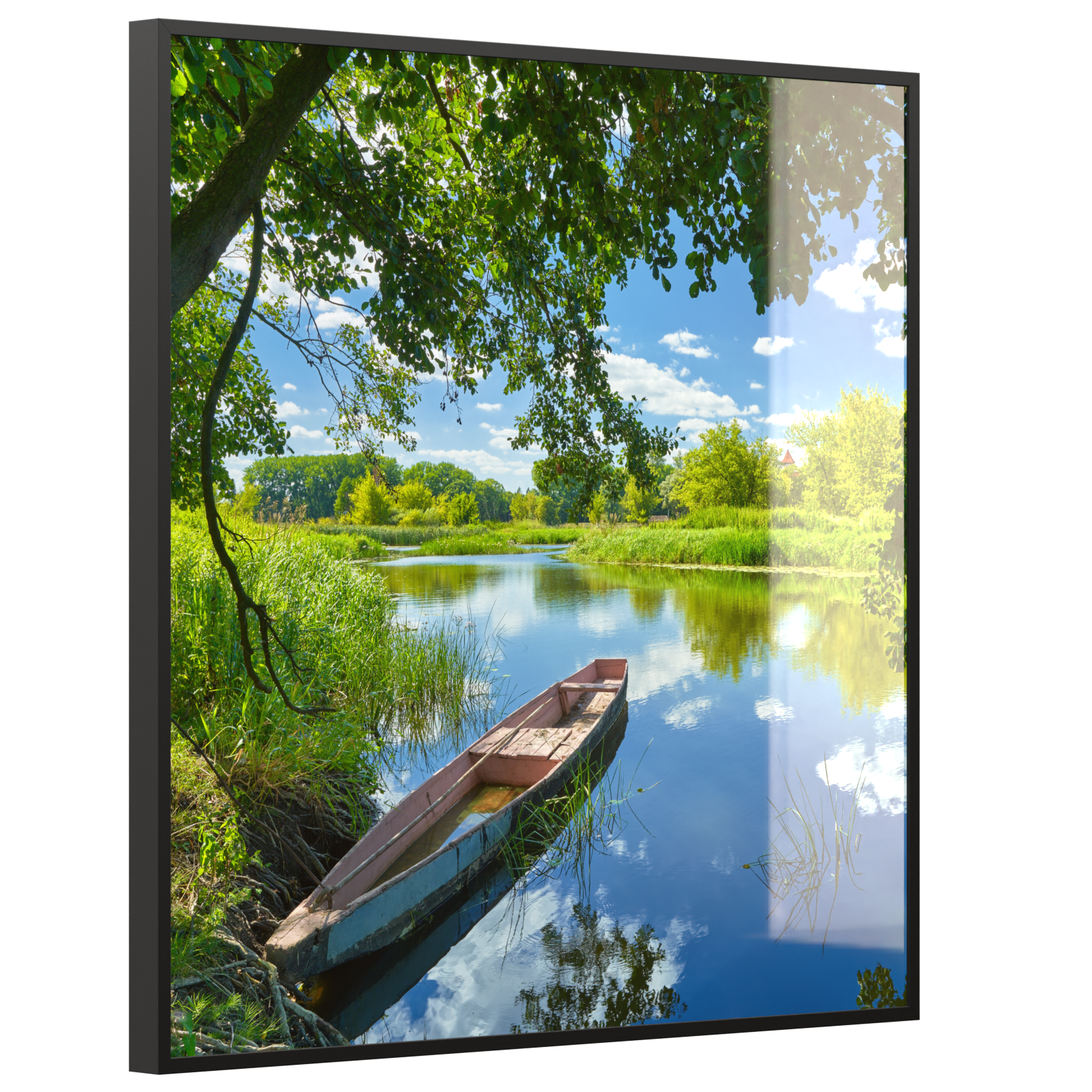 Deko Glas Wandbild Motiv 080 Boot am See