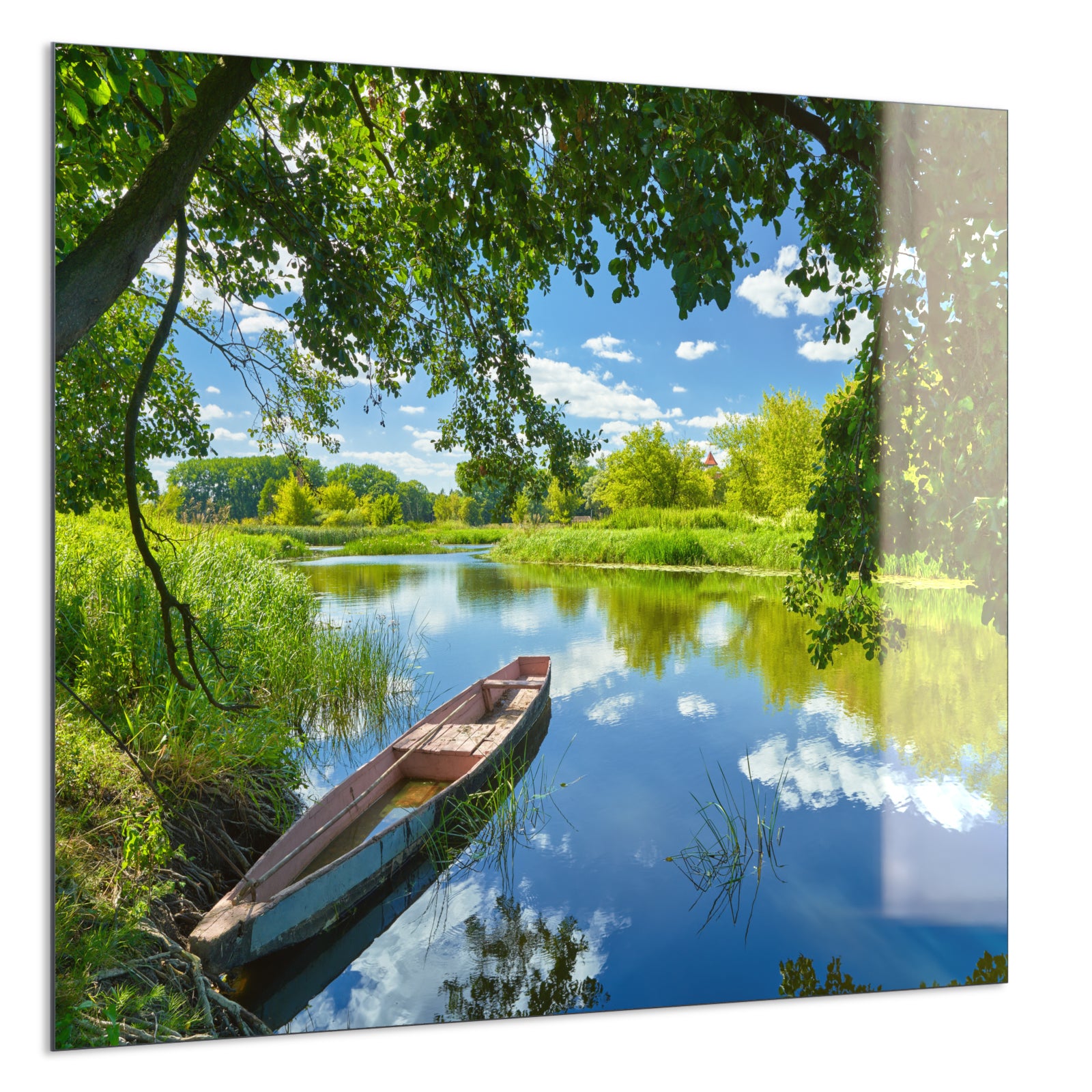 Deko Glas Wandbild Motiv 080 Boot am See