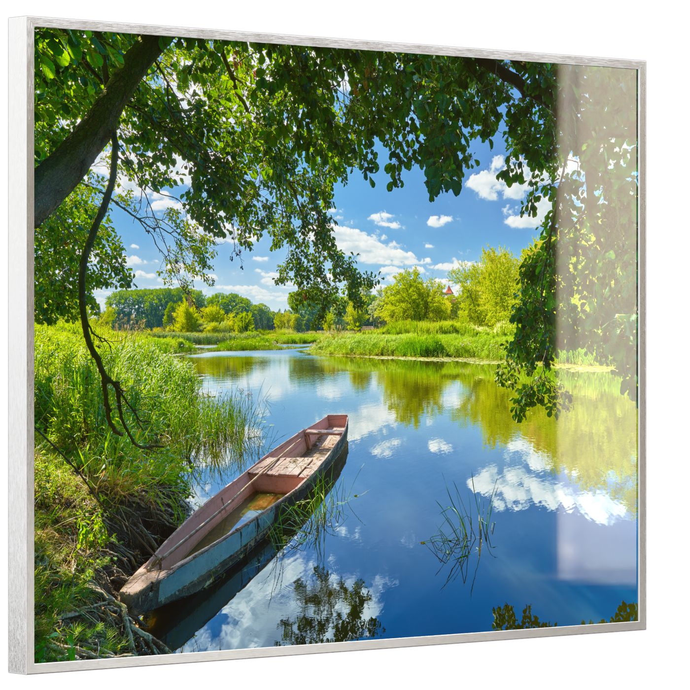 STEINFELD Deko Glas Wandbild Motiv 080 Boot am See