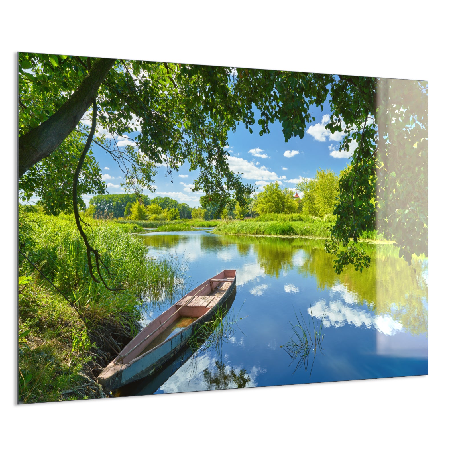 Deko Glas Wandbild Motiv 080 Boot am See