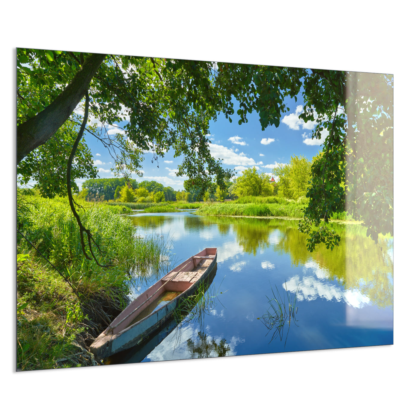 STEINFELD Deko Glas Wandbild Motiv 080 Boot am See