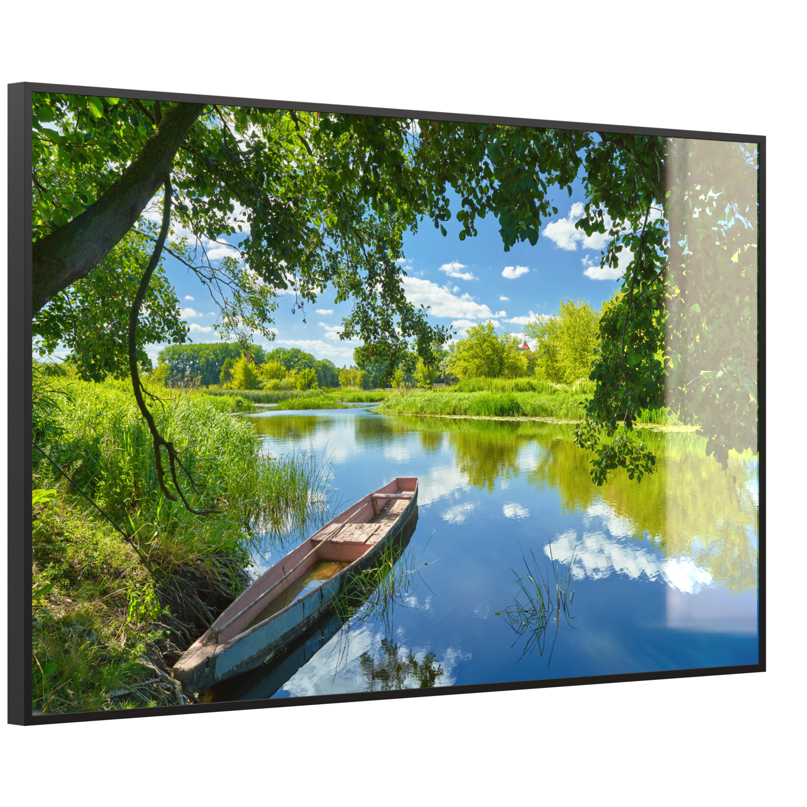 Deko Glas Wandbild Motiv 080 Boot am See