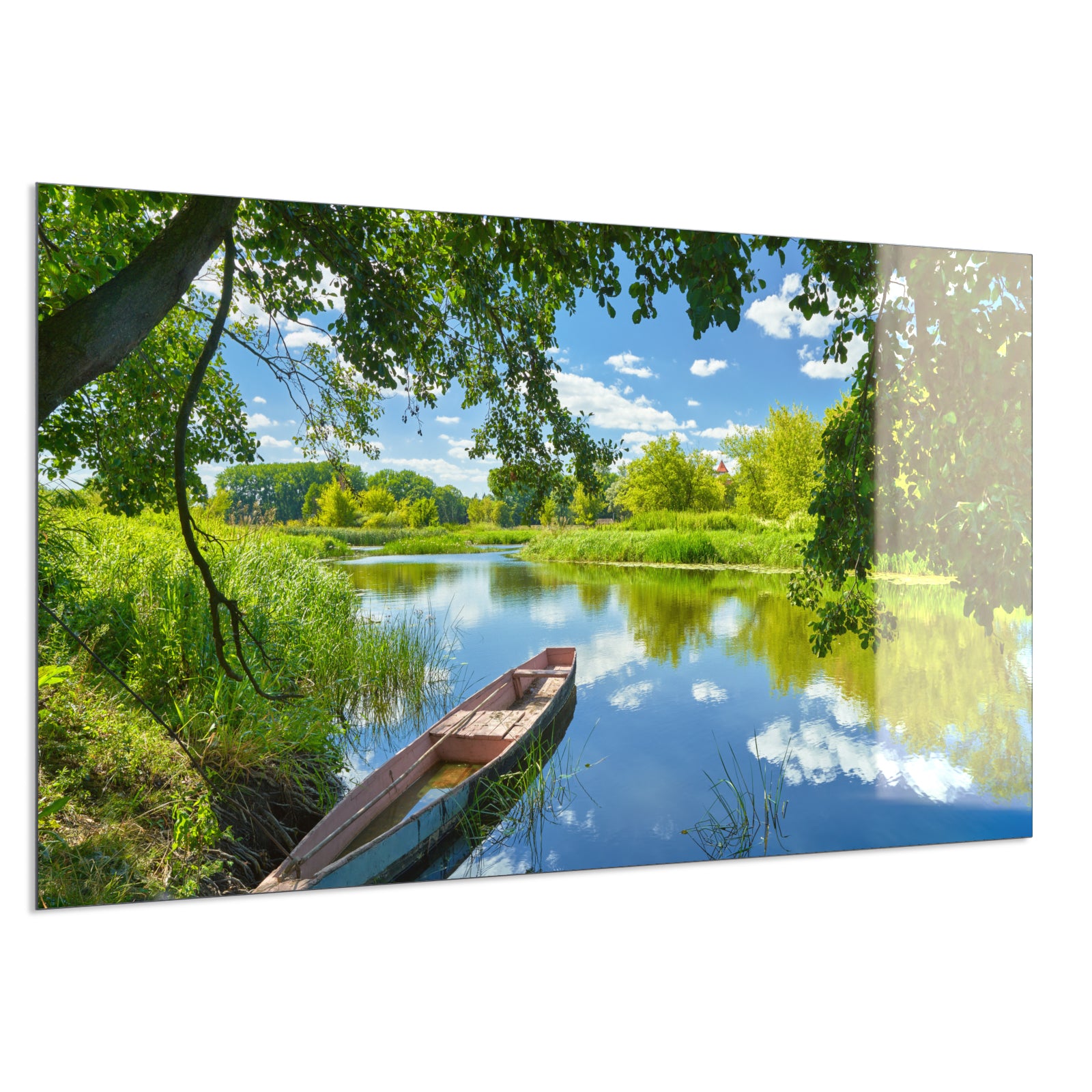 Deko Glas Wandbild Motiv 080 Boot am See