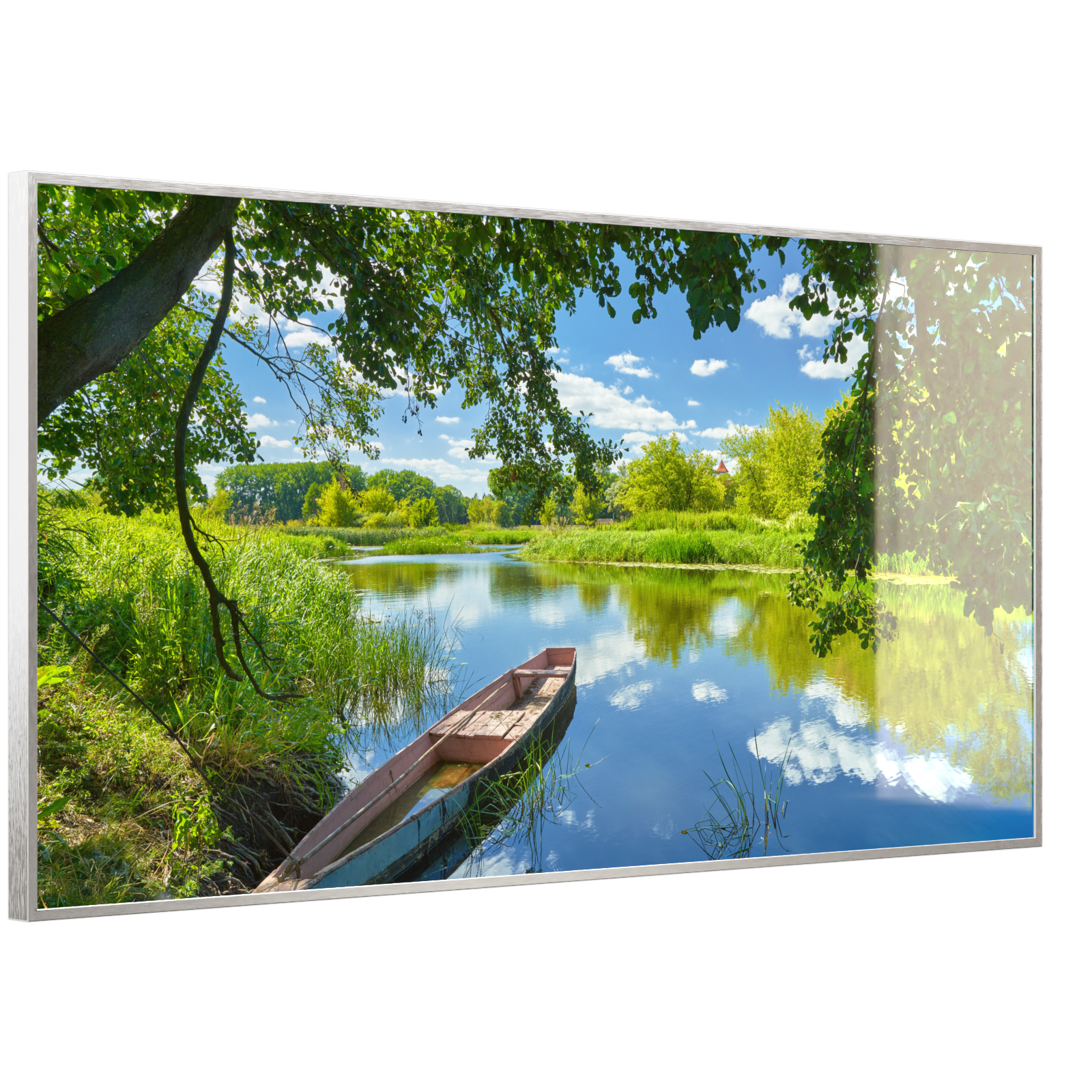 Deko Glas Wandbild Motiv 080 Boot am See