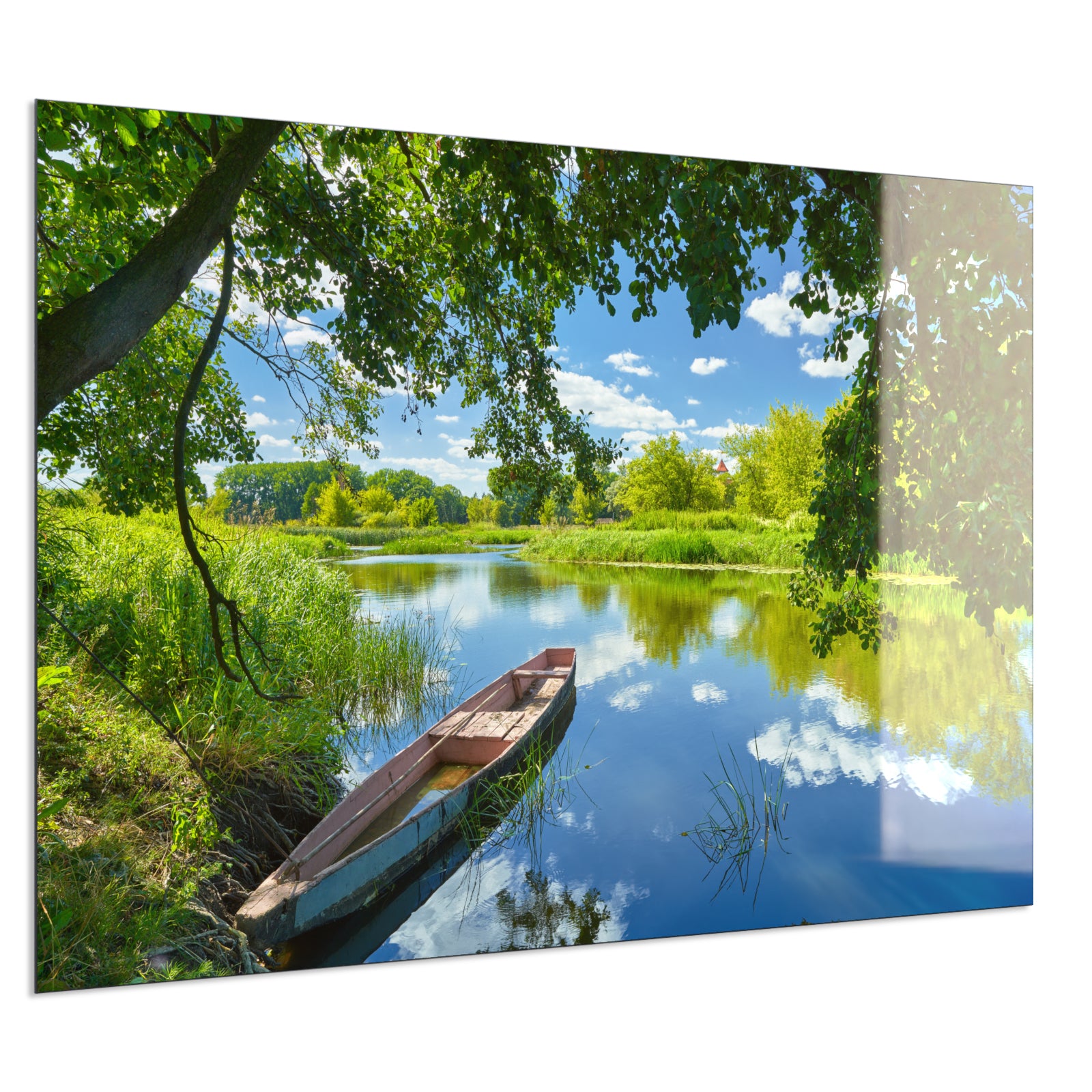 Deko Glas Wandbild Motiv 080 Boot am See