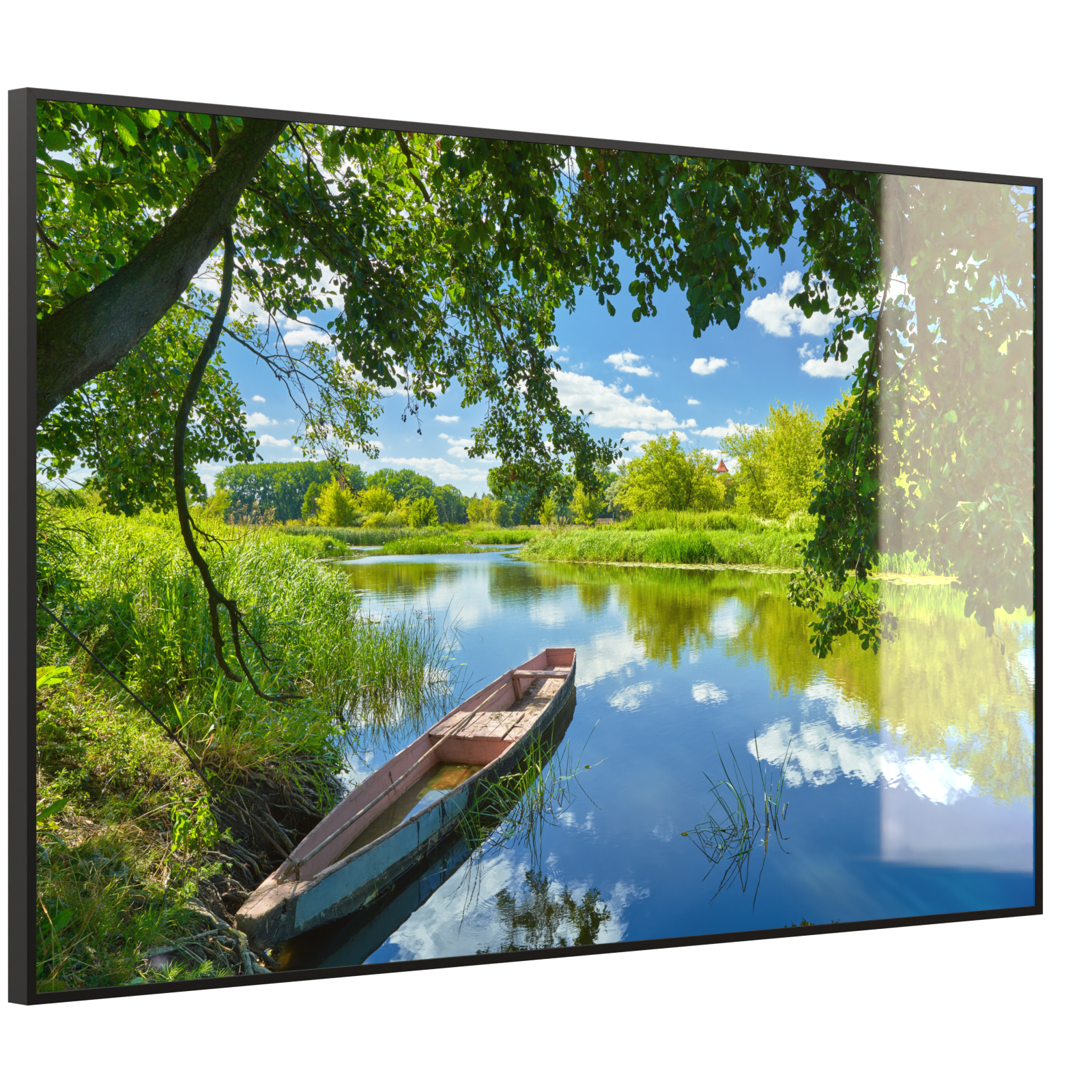 Deko Glas Wandbild Motiv 080 Boot am See