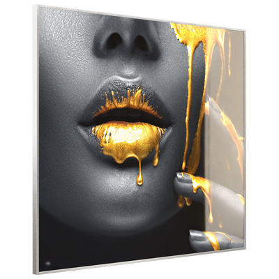 STEINFELD Deko Glas Wandbild Motiv 081 Goldene Lippen
