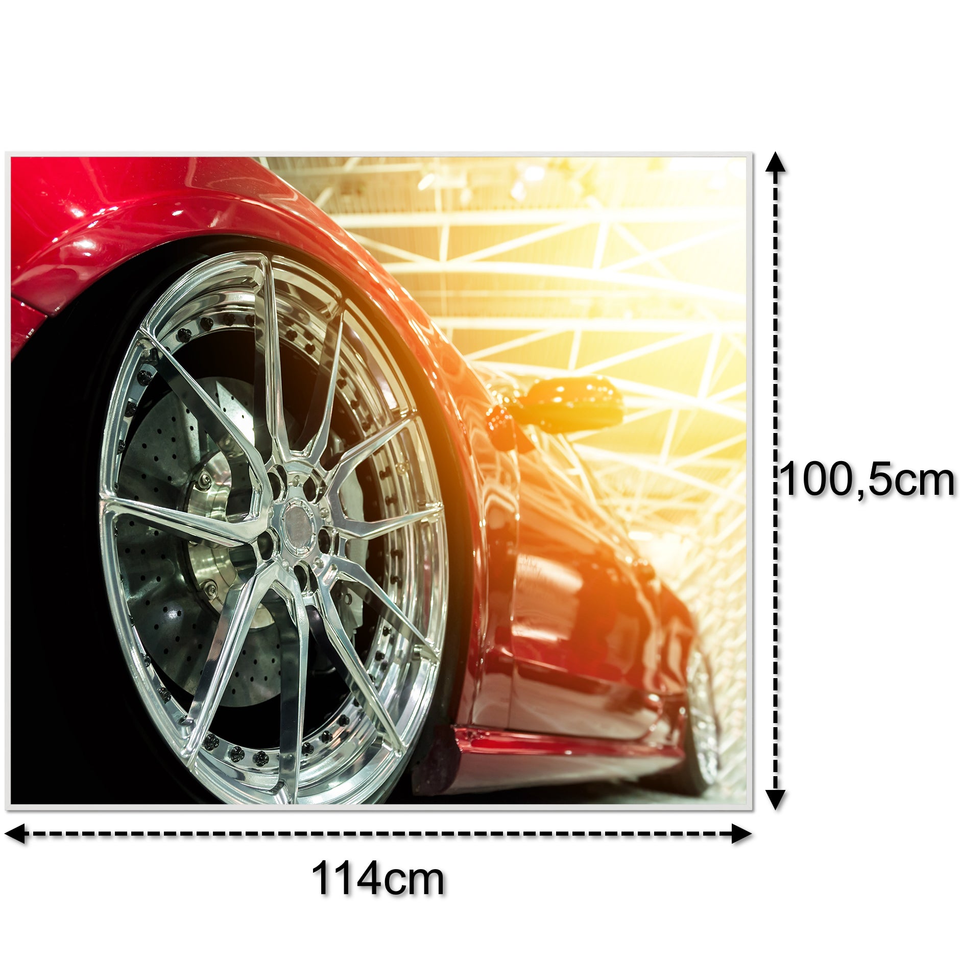 Glas Infrarotheizung 350-1200W Motiv 008 rotes Auto