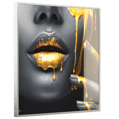 STEINFELD Deko Glas Wandbild Motiv 081 Goldene Lippen